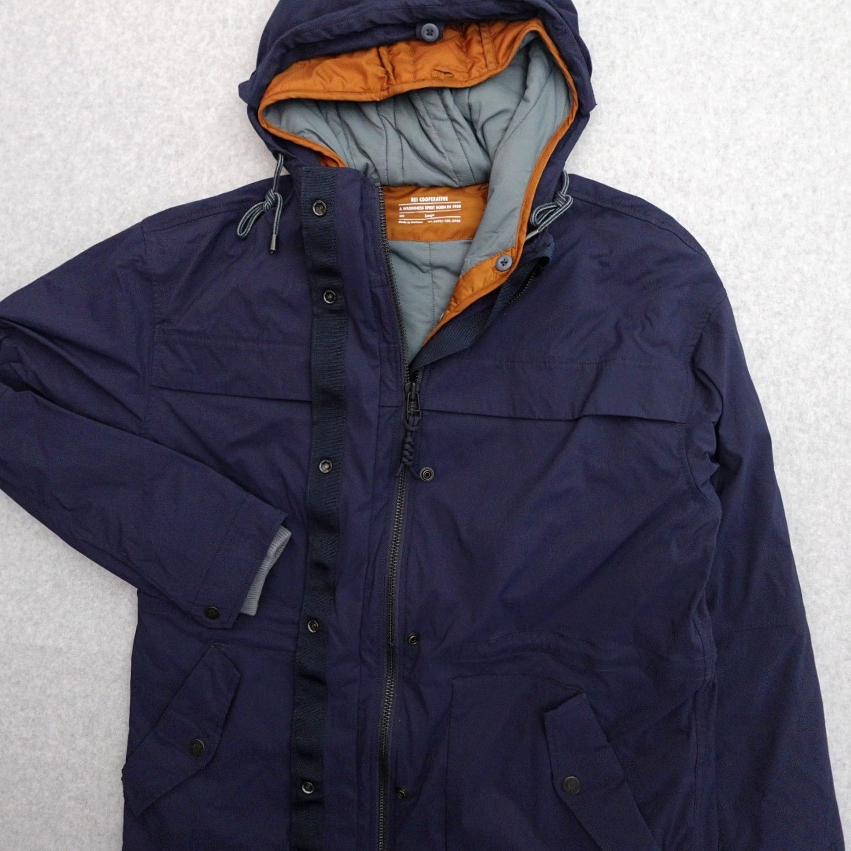 Vintage REI Jacket Womens Large Navy Blue Nylon Hoodie w Buttons Size L / US 10 / IT 46 - 7 Thumbnail