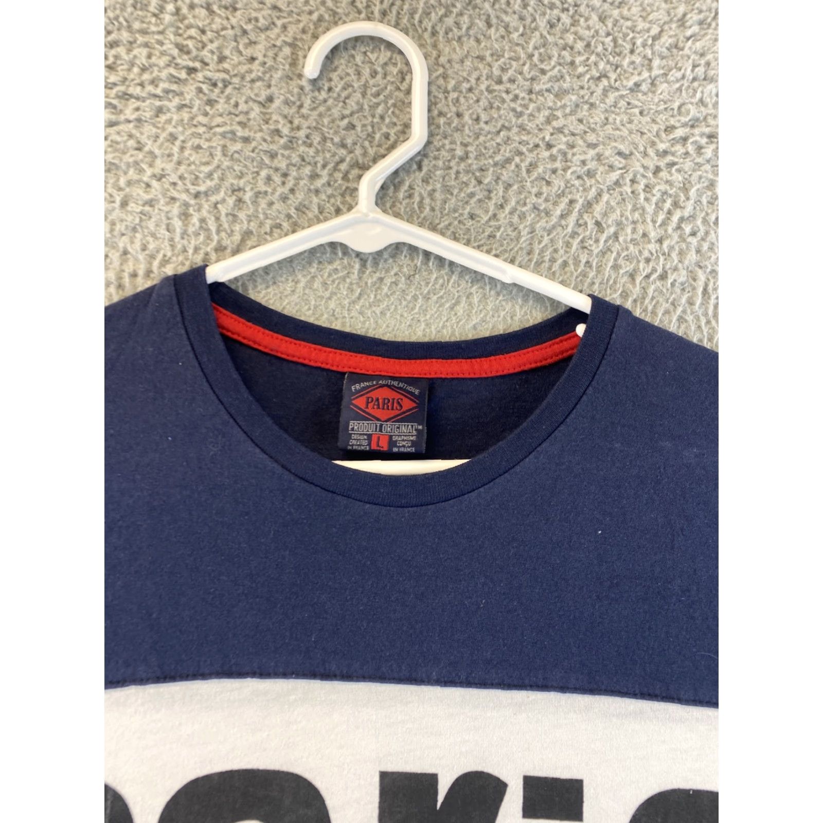 Vintage Paris Shirt Womens mens Large Red White Blue Short Sleeve France / 91-57 Size L / US 10 / IT 46 - 6 Thumbnail