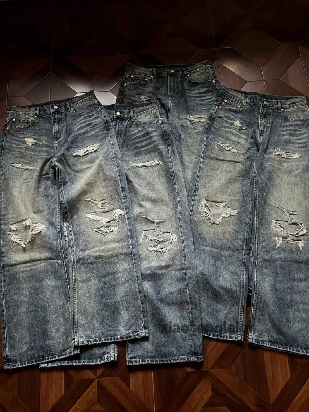 Vintage Custom washed faded loose baggy hiphop ripped jeans Size US 30 / EU 46 - 4 Thumbnail