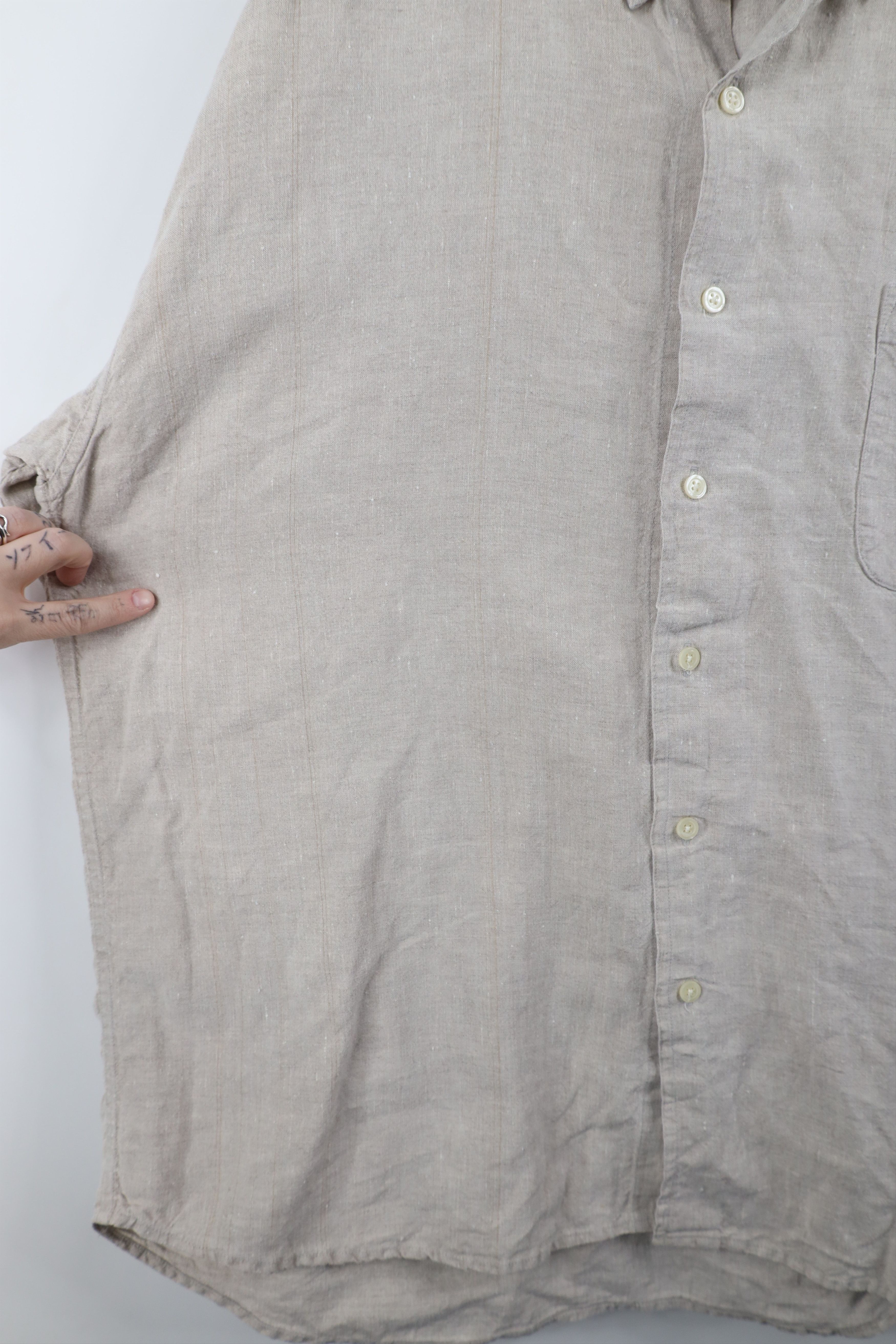 Vintage Vintage 90s Streetwear Collared Button Down Shirt Beige Size US XL / EU 56 / 4 - 7 Thumbnail