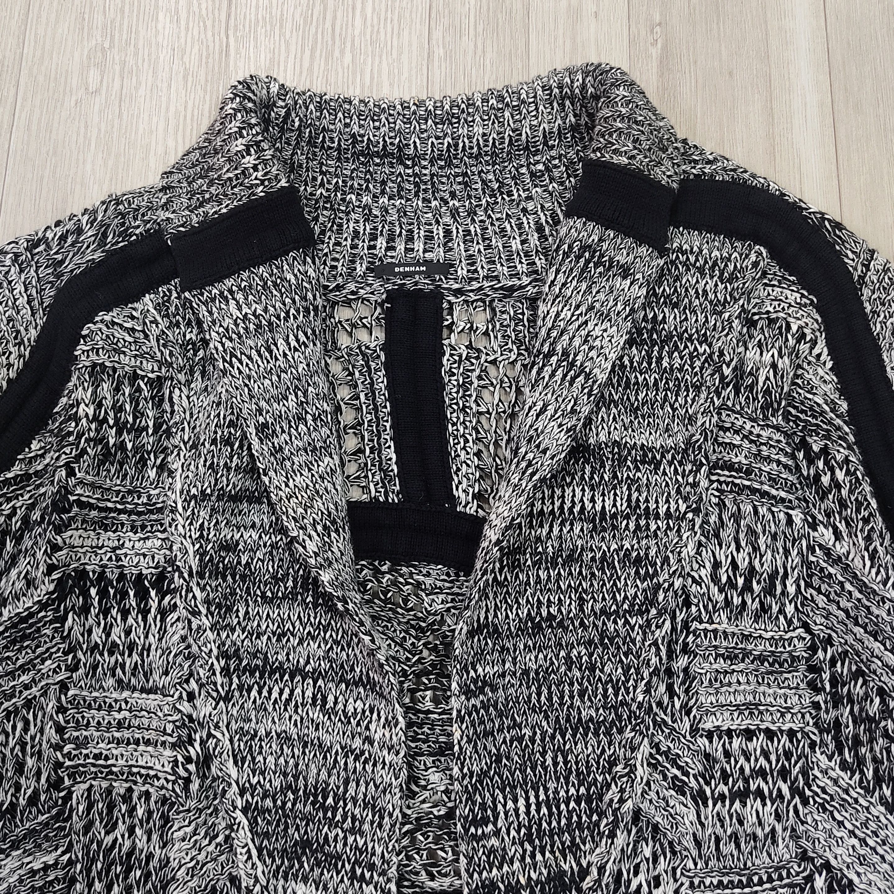 DENHAM DENHAM Black & White Grunge-look Knit Pattern Open Cardigan Size US XS / EU 42 / 0 - 6 Thumbnail