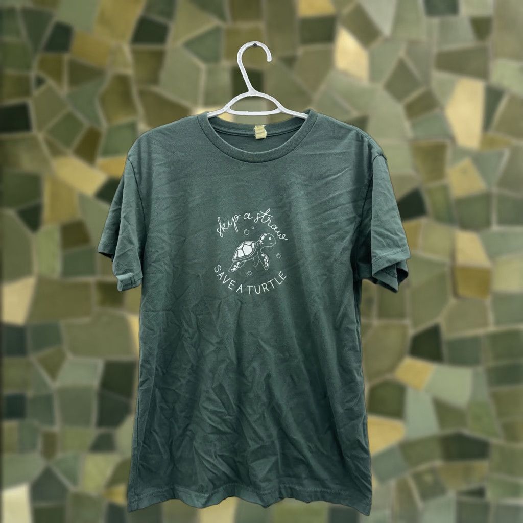 Next Level Next Level Womens T-Shirt Medium Save the Turtle Green Graphic Tee Short Sleeve Catfish? Size M / US 6-8 / IT 42-44 - 1 Thumbnail