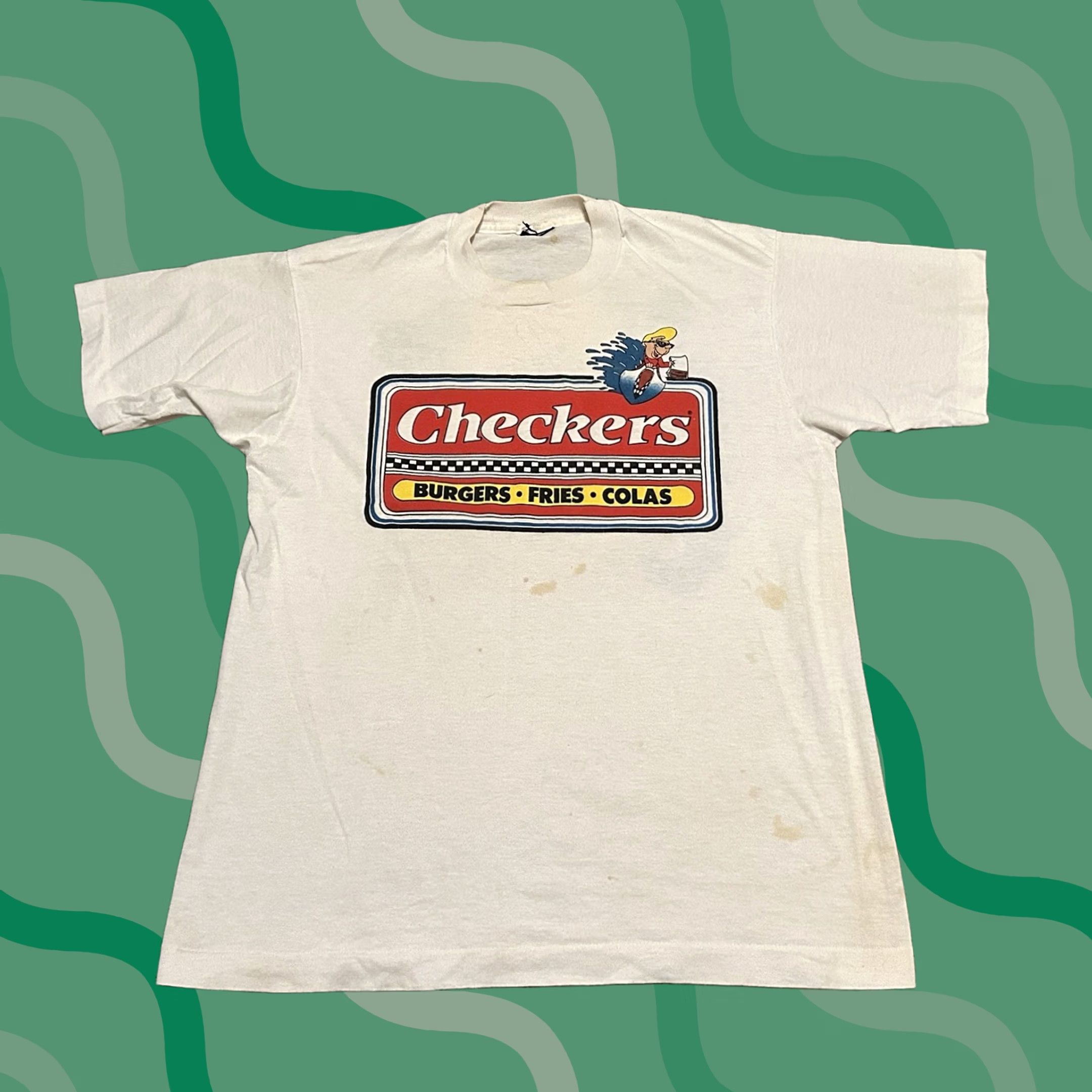 Vintage VINTAGE Food Promo Shirt Mens Medium White Short Sleeve 80s USA Screen Stars Graphic Print Size US M / EU 48-50 / 2 - 1 Thumbnail
