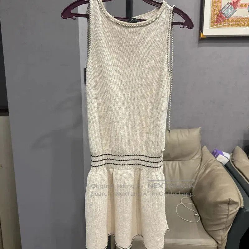 Chanel Chanel White Cotton Women's Dress . Size L / US 10 / IT 46 - 1 Thumbnail