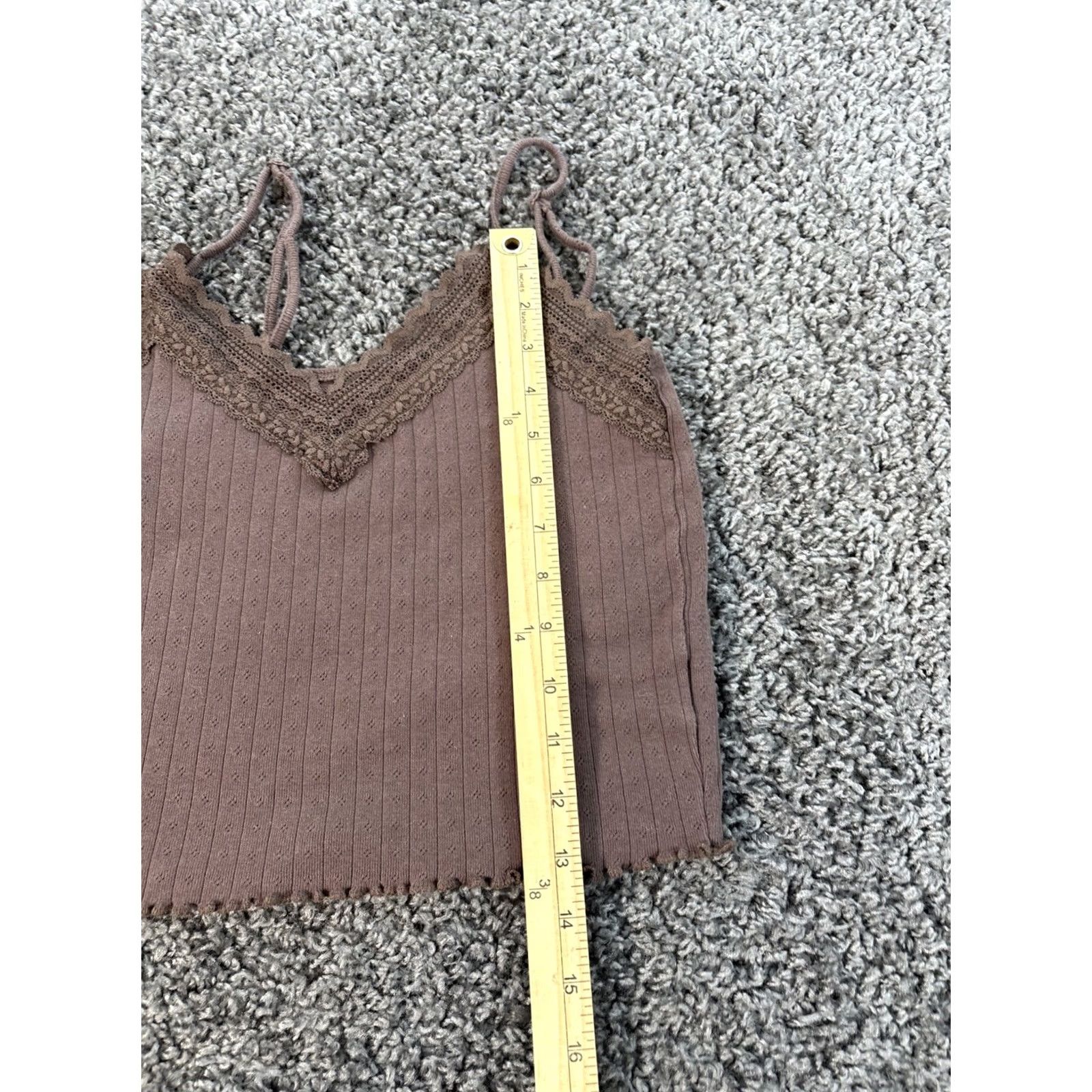 Vintage VINTAGE American Eagle Tank Camisole Women's M Brown Lace Ruffle Floral Camisole ThermAL Size M / US 6-8 / IT 42-44 - 2 Thumbnail