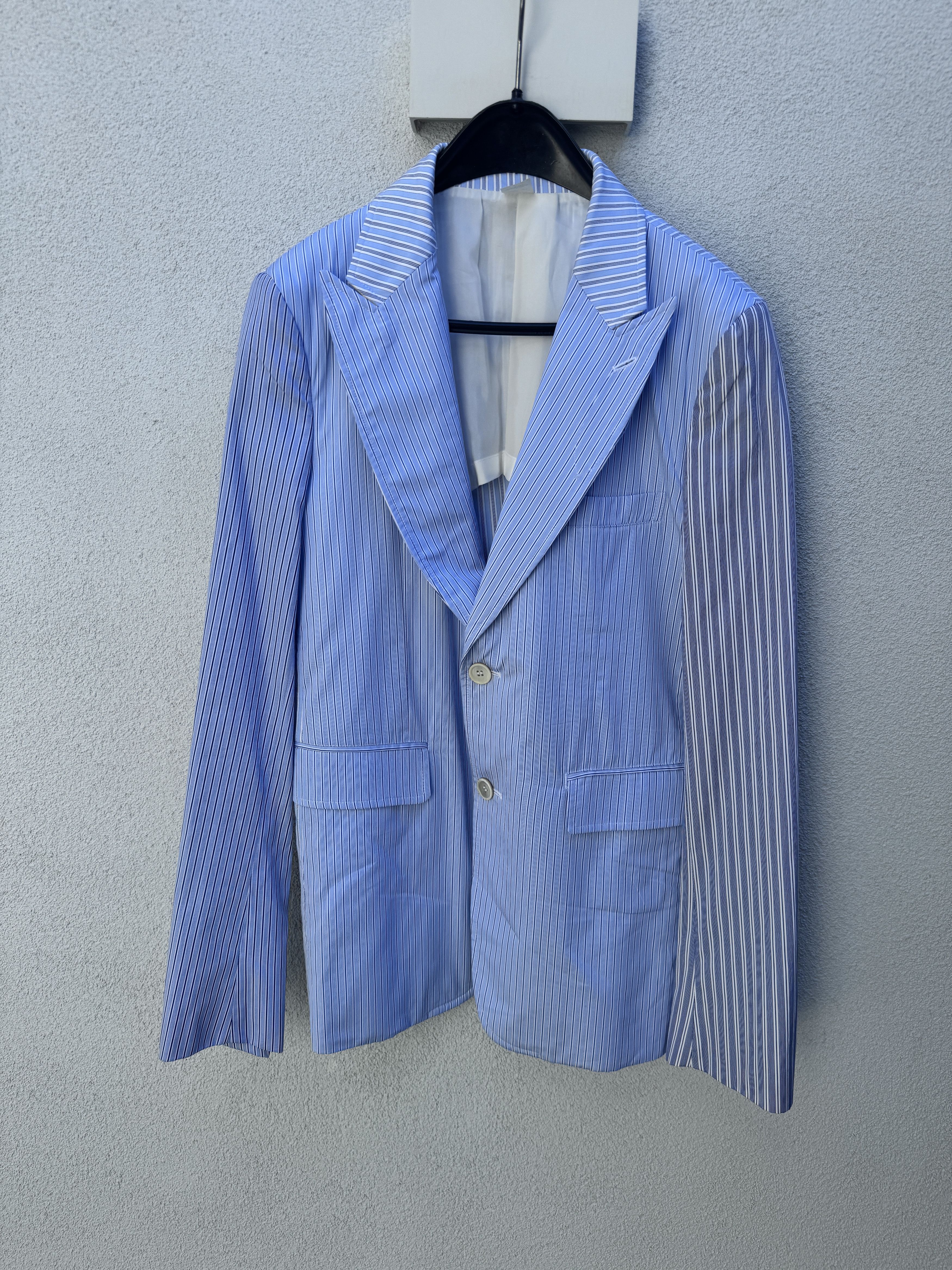 Comme des Garcons COMME des GARCONS SHIRT Blue White Striped Cotton Blazer S Size 48S - 1 Thumbnail