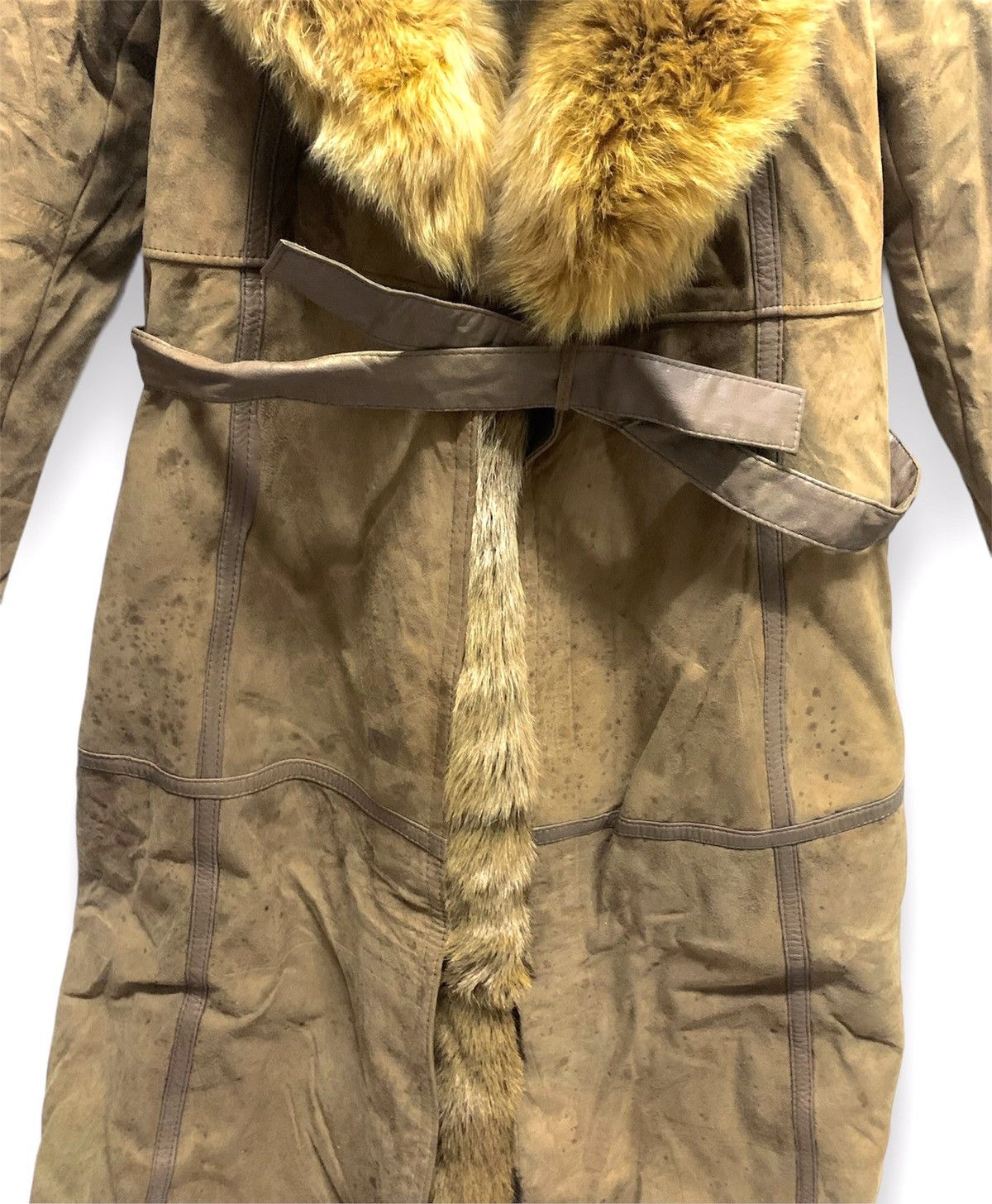 Leather Vintage Mink Fur Collar Leather Long Coat Size L Size US L / EU 52-54 / 3 - 3 Thumbnail