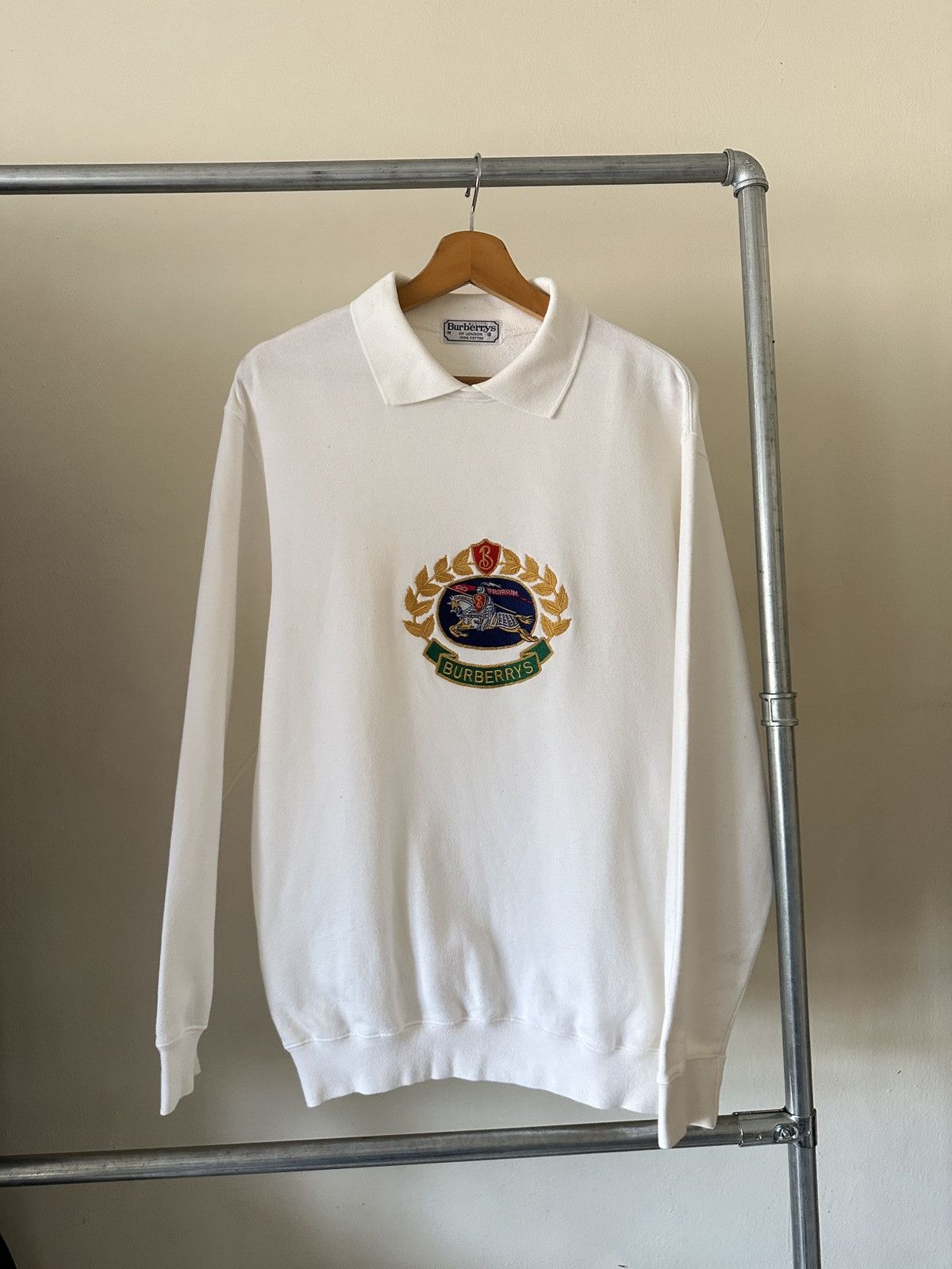 Burberry 1990s Burberrys Crest Logo Collar Sweatshirt Size US M / EU 48-50 / 2 - 3 Thumbnail