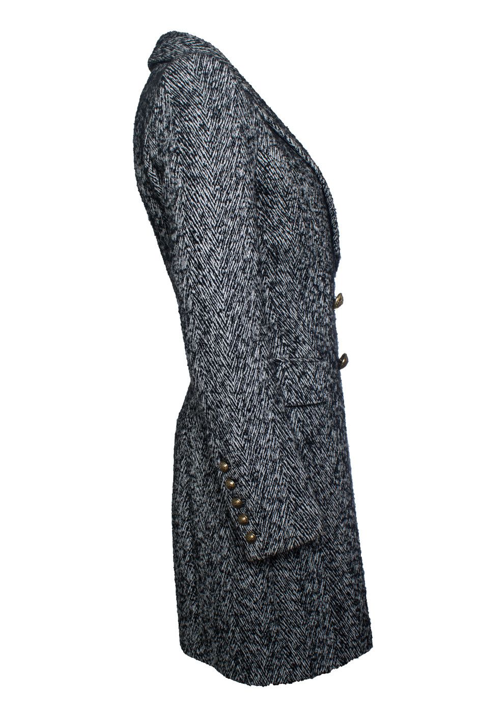 Balmain Balmain, black and white wool coat Size XS / US 0-2 / IT 36-38 - 4 Thumbnail