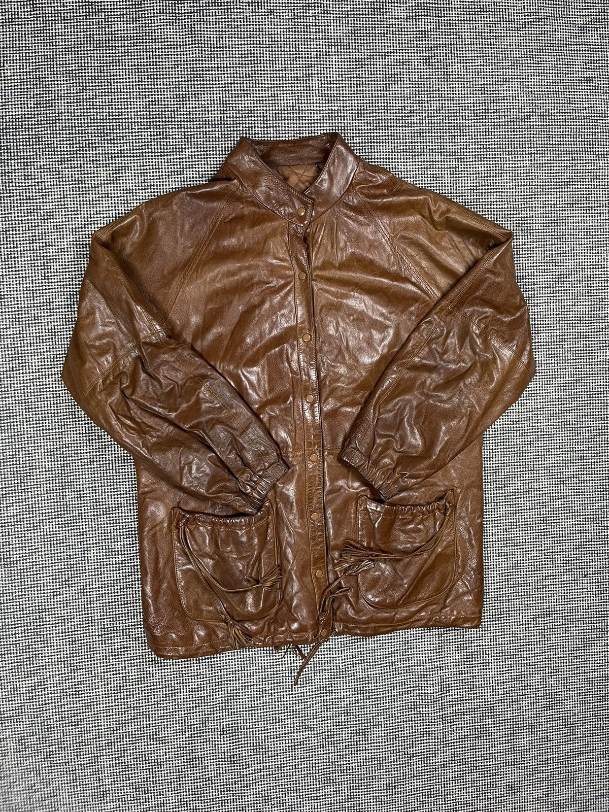 Genuine Leather Vintage genuine leather coat/parka with fringes cowboy style Size US L / EU 52-54 / 3 - 2 Thumbnail