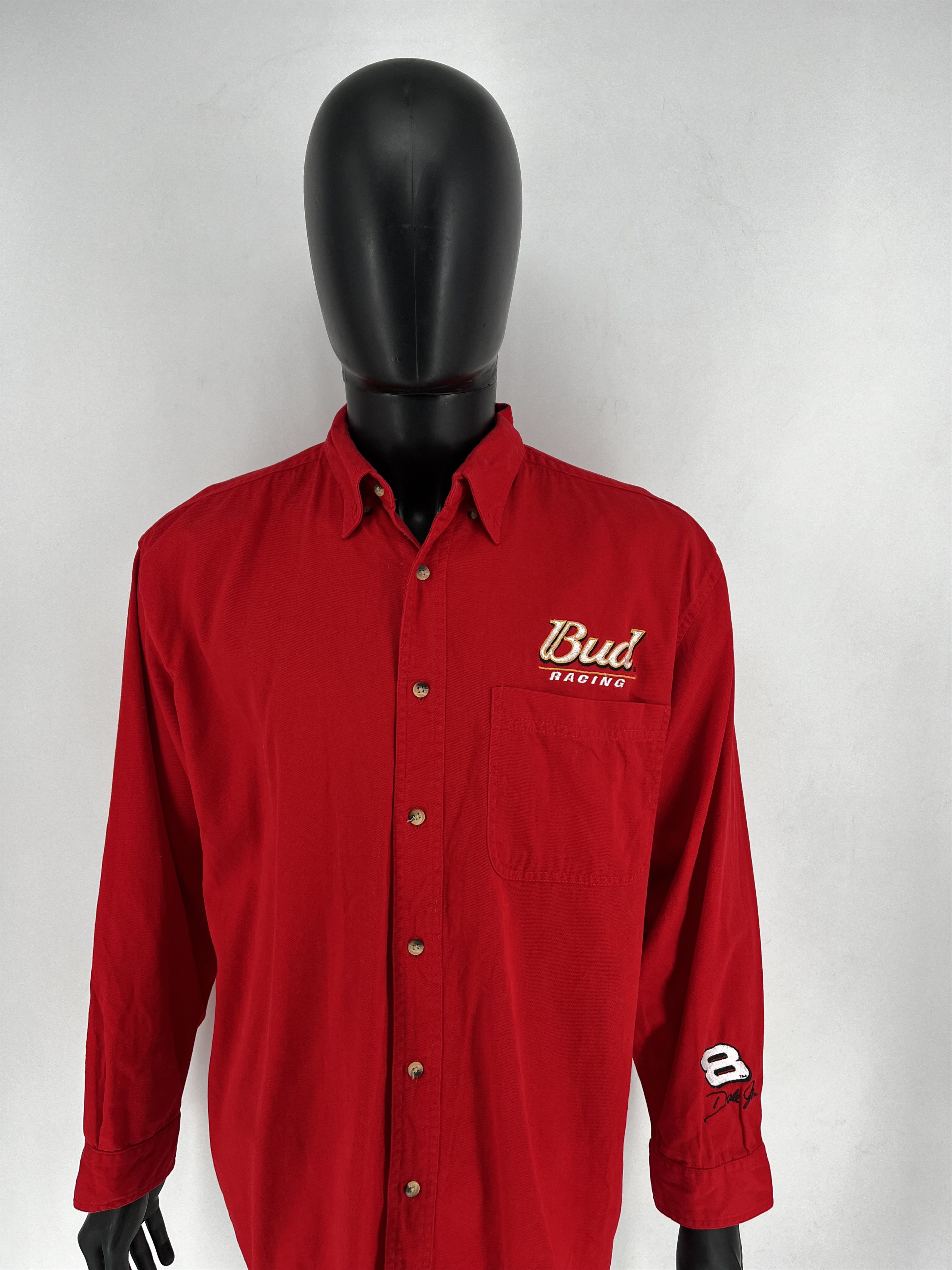 NASCAR Winners Circle Men’s Dale Jr. #8 Bud Racing Shirt Cotton Red Size US XL / EU 56 / 4 - 5 Thumbnail