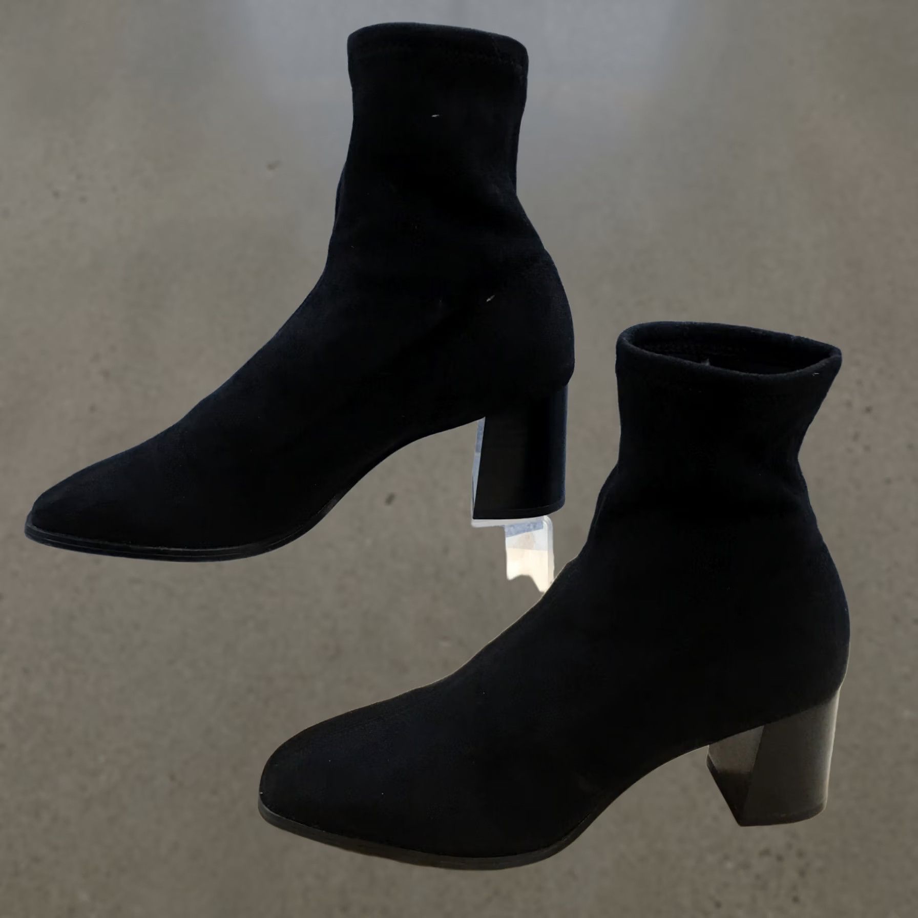 H&M H&M Boots Womens 40 Casual Pull On Ankle Sock Bootie Black Fabric Block Heels Size US 9 / IT 39 - 1 Thumbnail