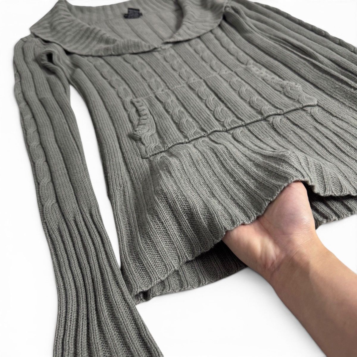 Other Vintage American Attitudes Grey Cable Knit Sweater Size S / US 4 / IT 40 - 2 Thumbnail