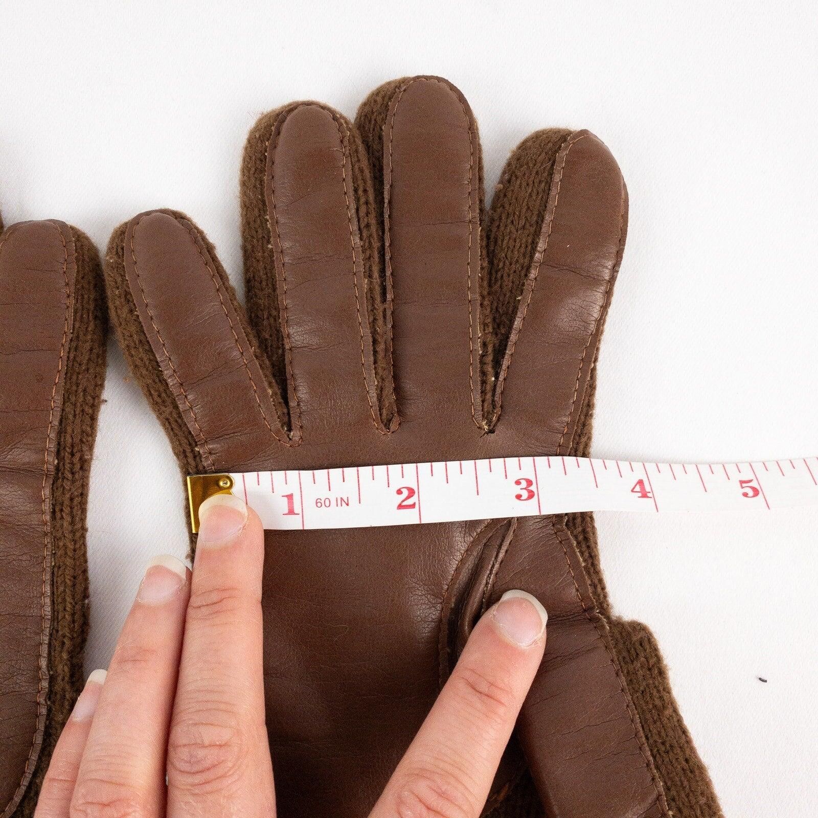 Arts & Science Aris Vintage Brown Knit Fabric Vinyl Gloves Womens One Size Size ONE SIZE - 12 Thumbnail
