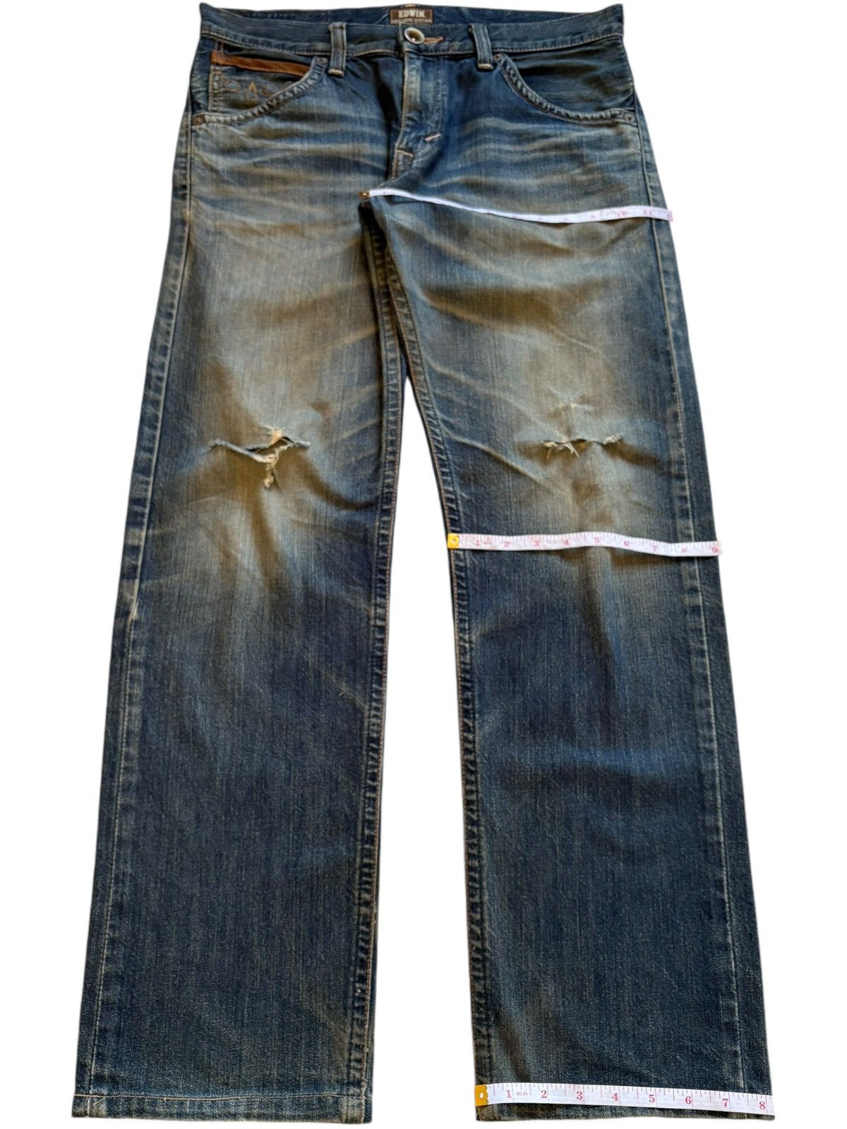 Edwin × Japanese Brand Exclusive Vintage Edwin Japan Mud Wash Distress Loose Jeans Size US 35 - 14 Thumbnail