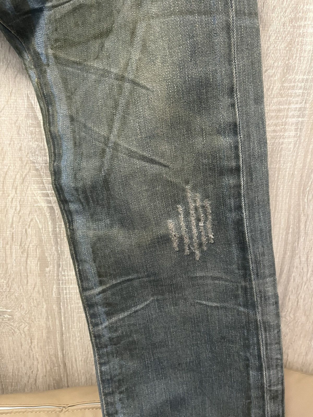 Dior × Hedi Slimane DIOR HOMME LUSTER BLEU CLAIR WAXED DENIM - SS04 "STRIP" Size US 30 / EU 46 - 6 Thumbnail