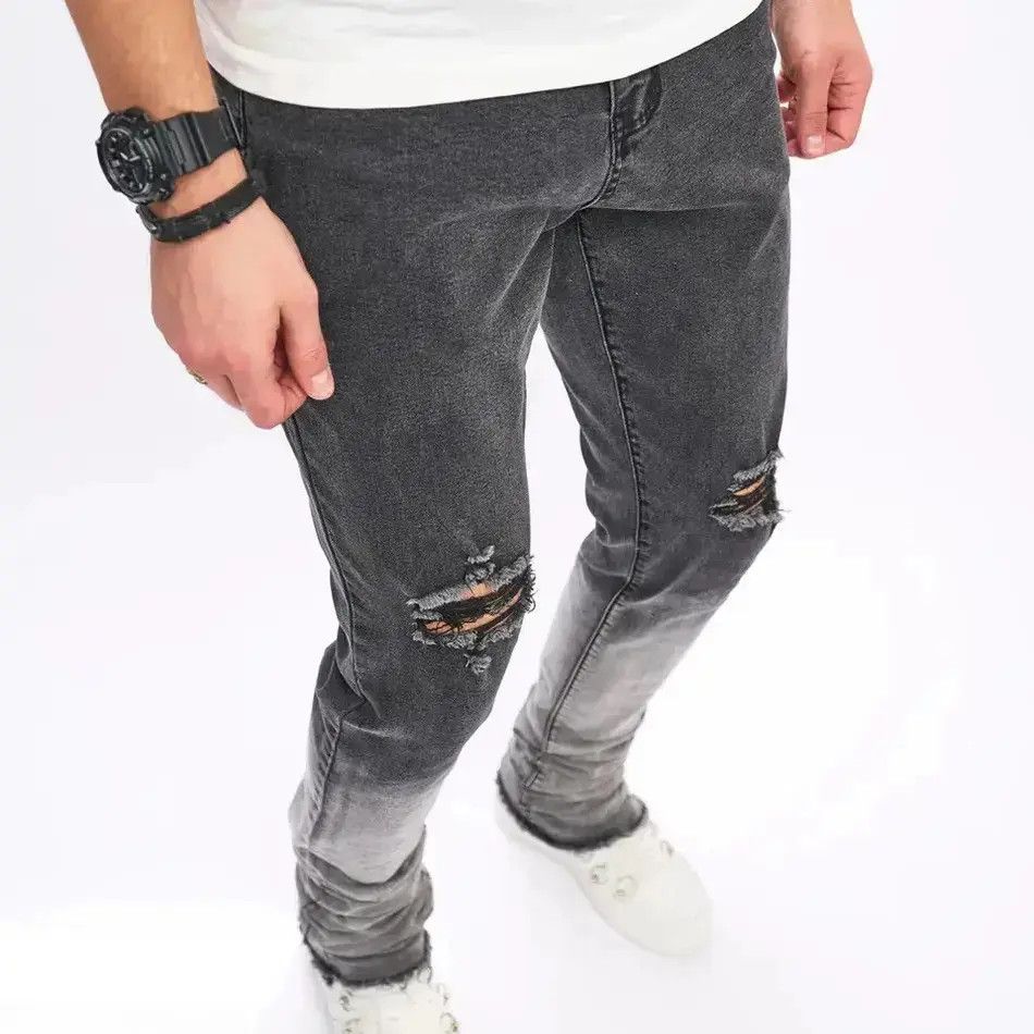 Japanese Brand Holes Slim Stretch Ripped Distressed Micro flared Denim Pant Size US 32 / EU 48 - 6 Thumbnail