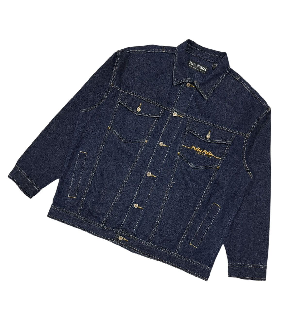 Marc Buchanan × Pelle Pelle × Vintage Vtg🔥90’s Marc Buchanan Pelle Pelle Jeans Trucker Jacket Size US L / EU 52-54 / 3 - 6 Thumbnail