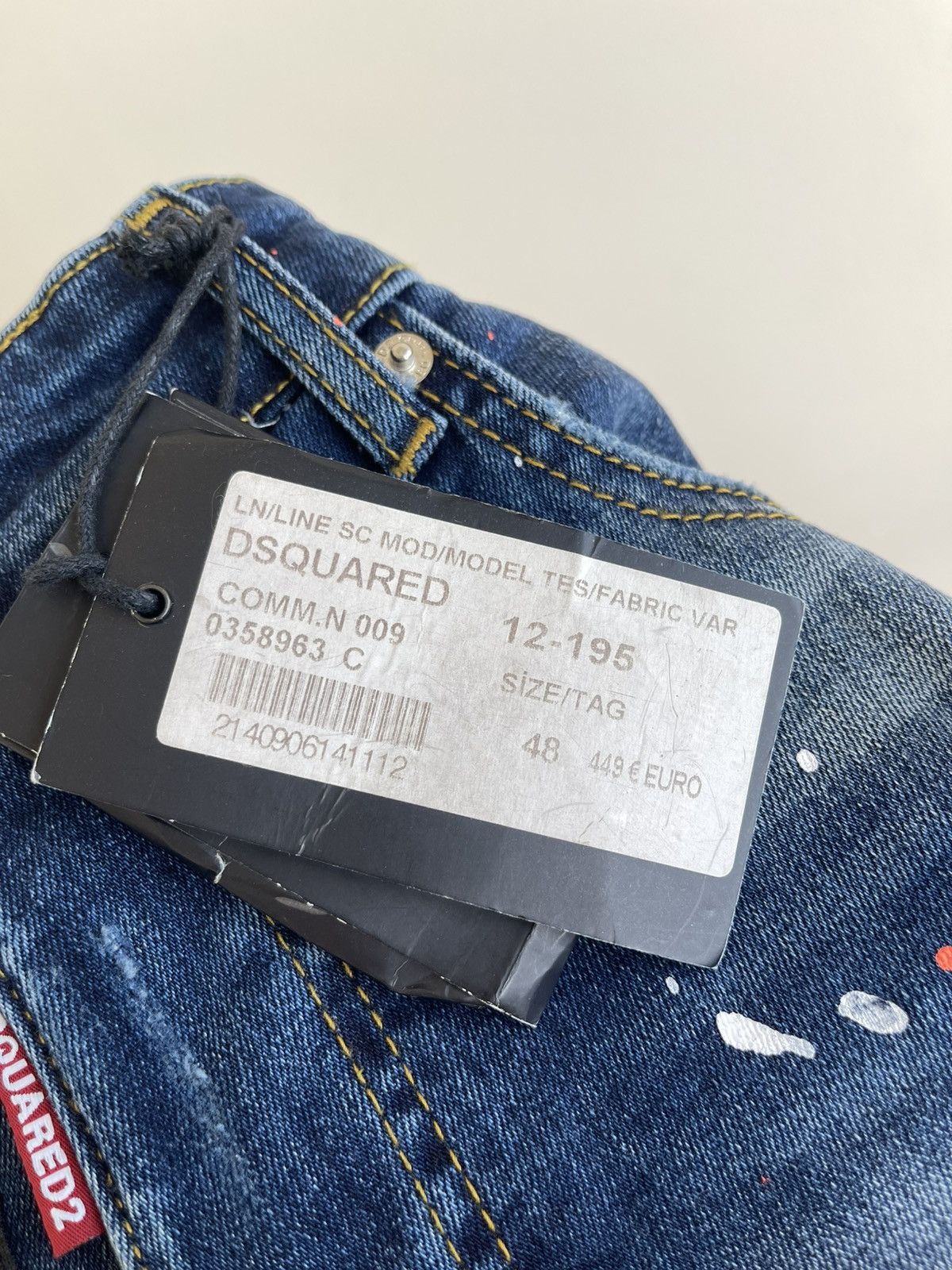 Dsquared2 Icon Slim Jean Distressed Wash Denim Paint-Splattered Jeans Size US 32 / EU 48 - 19 Thumbnail