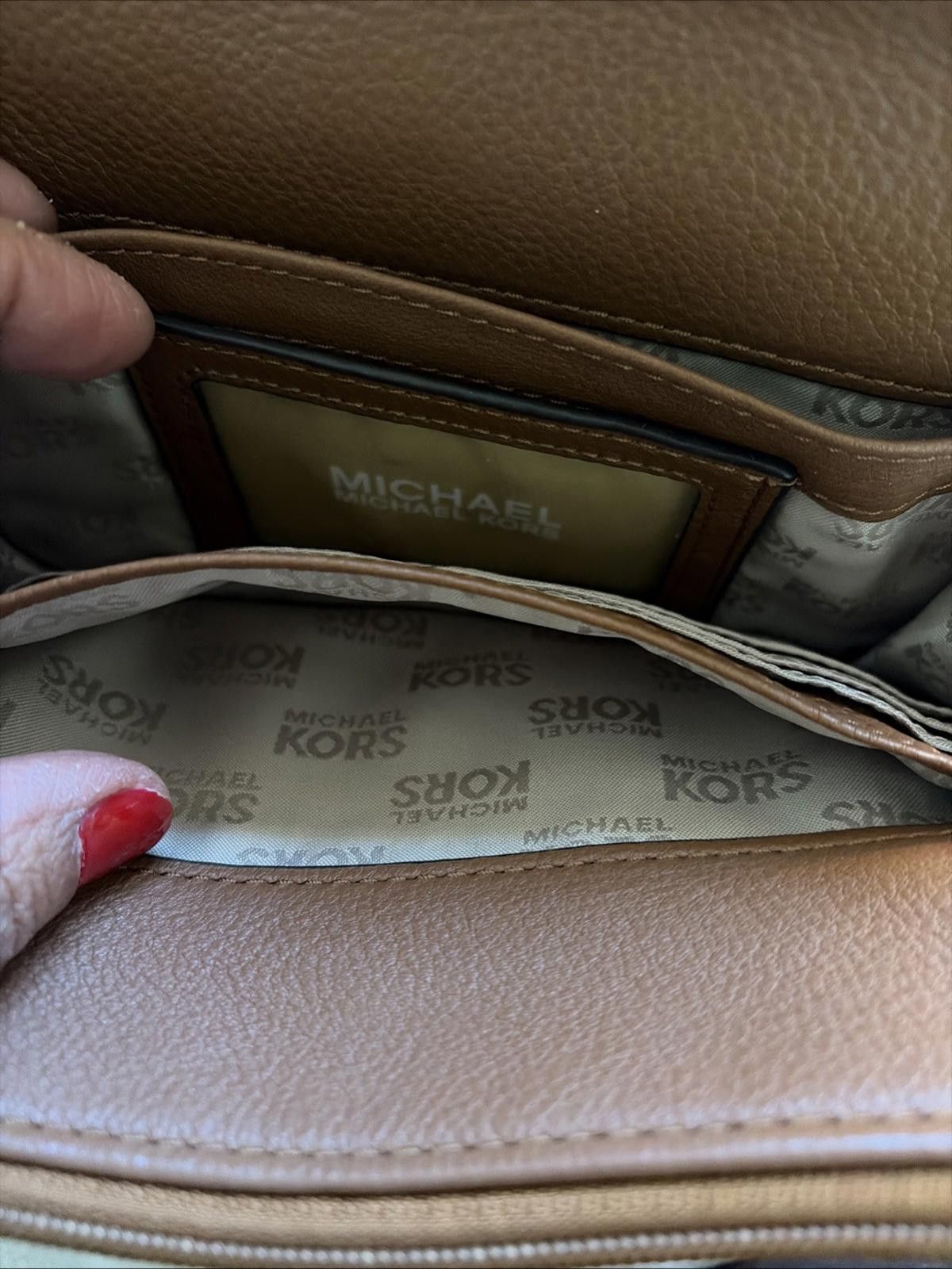 Michael Kors Michael Kors Bag Crossbody Brown Leather 8”x7” Gold Accent Size ONE SIZE - 3 Thumbnail