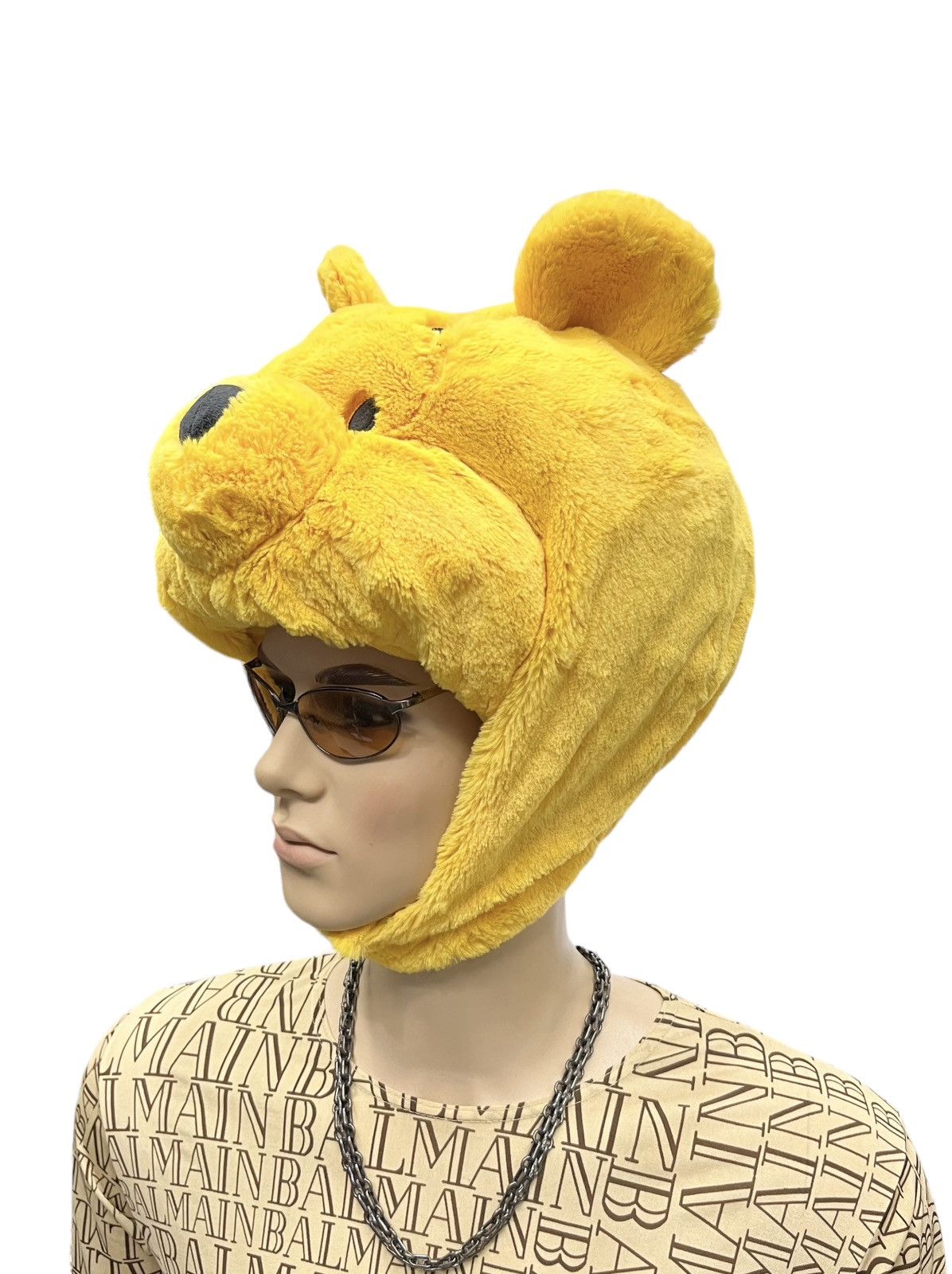 Disney DOPE DISNEY💥Vtg WINNIE THE POOH Fluffy Costume Trapper Hat Size ONE SIZE - 3 Thumbnail