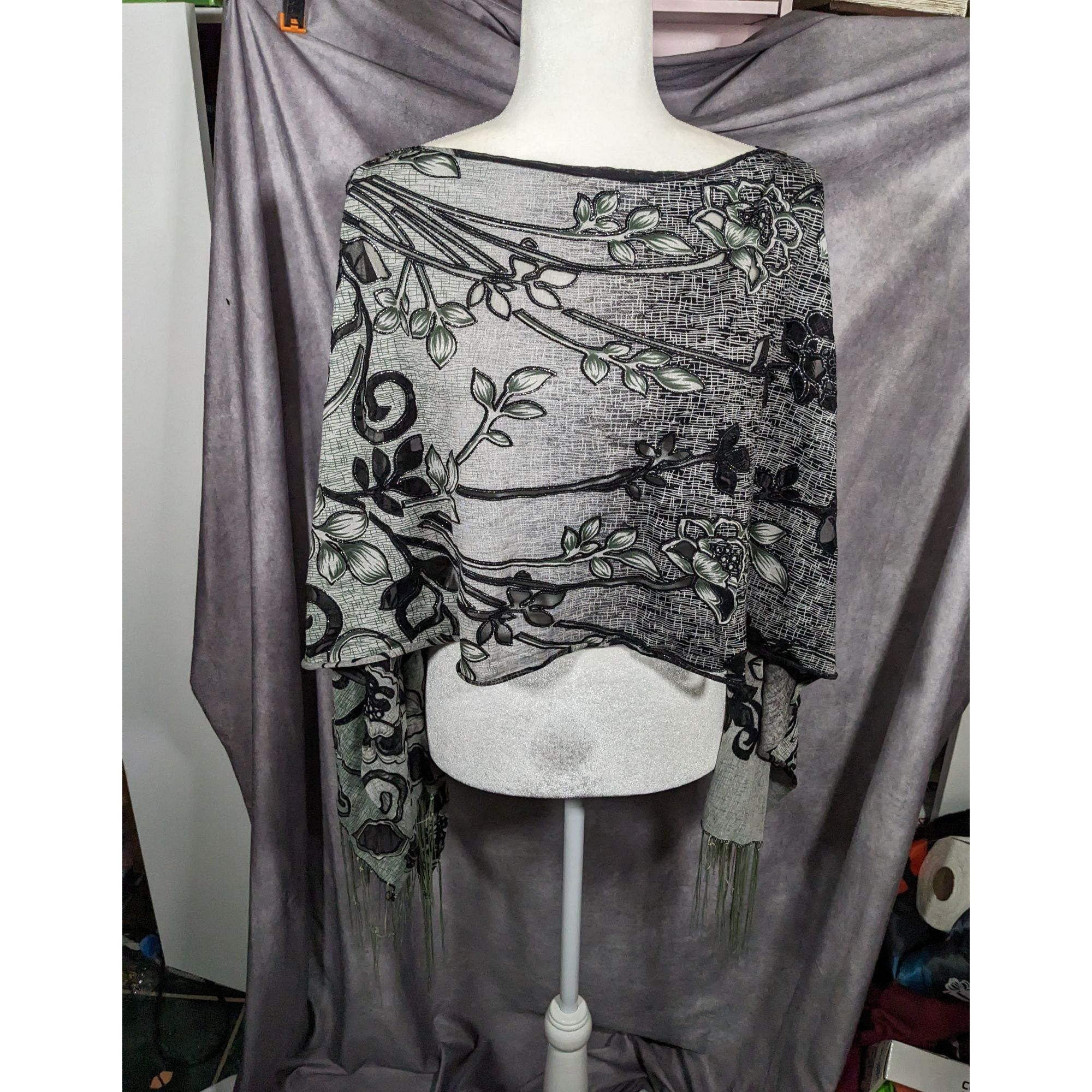 Other Whimsygoth Floral Scroll Burnout Multi-Way Scarf Size ONE SIZE - 6 Thumbnail