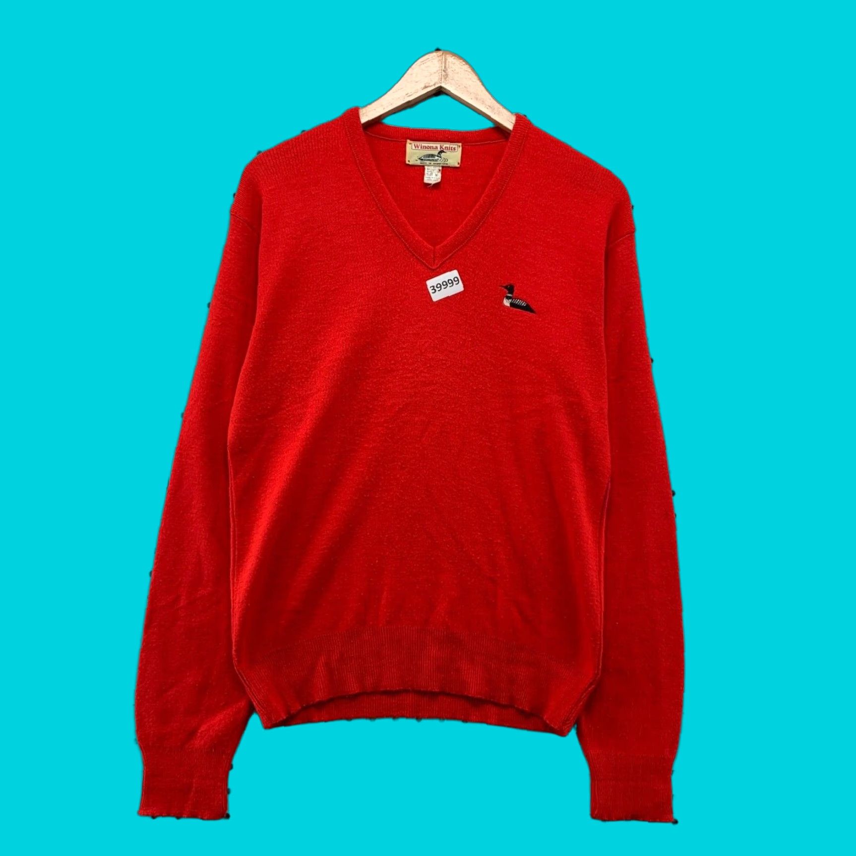 Vintage VINTAGE Winona Knits Sweater Mens Medium Red V Neck Duck Logo Casual Preppy Size US M / EU 48-50 / 2 - 1 Thumbnail