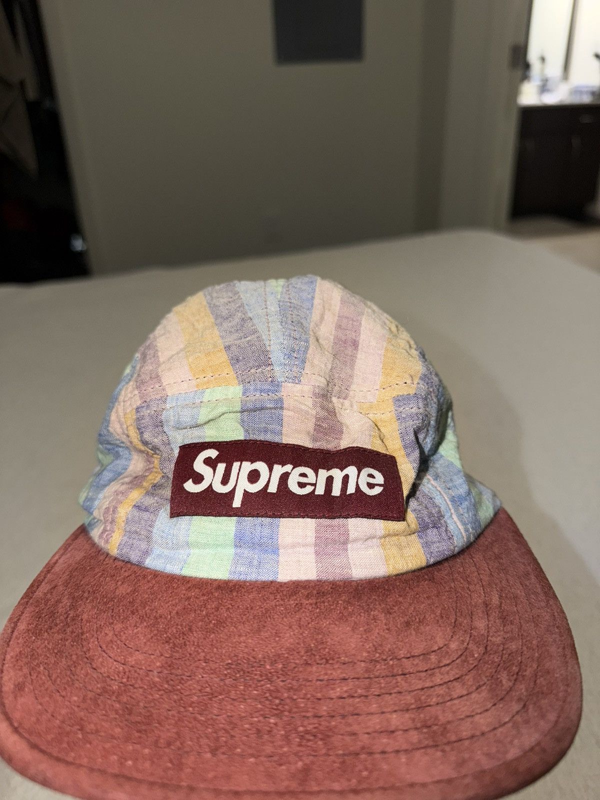 Supreme Supreme SS14 - Striped Linen/Suede Camp Cap Size ONE SIZE - 2 Thumbnail