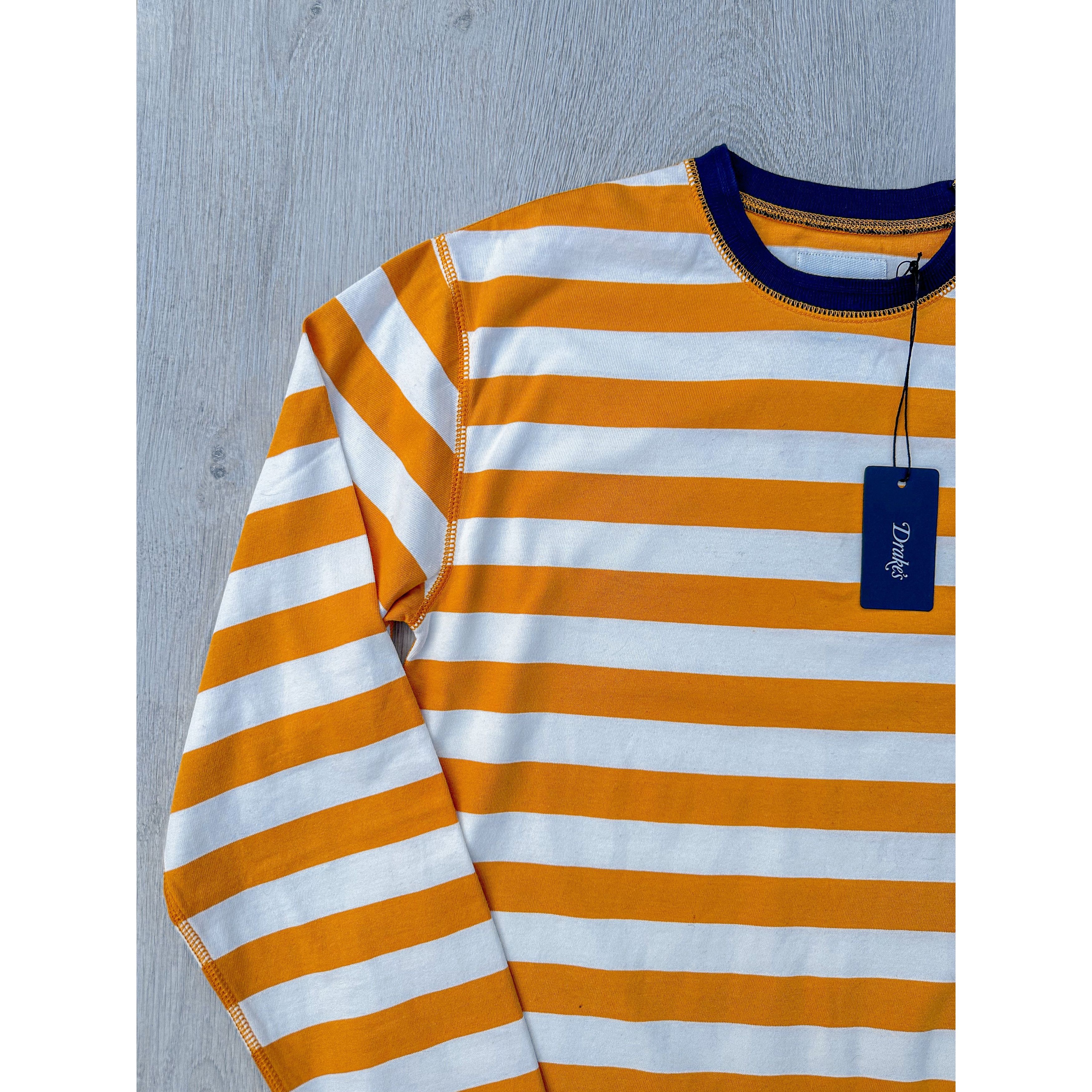 Drake's Drake's Mustard Striped Long Sleeve Hiking Tee Shirt Size US XS / EU 42 / 0 - 5 Thumbnail