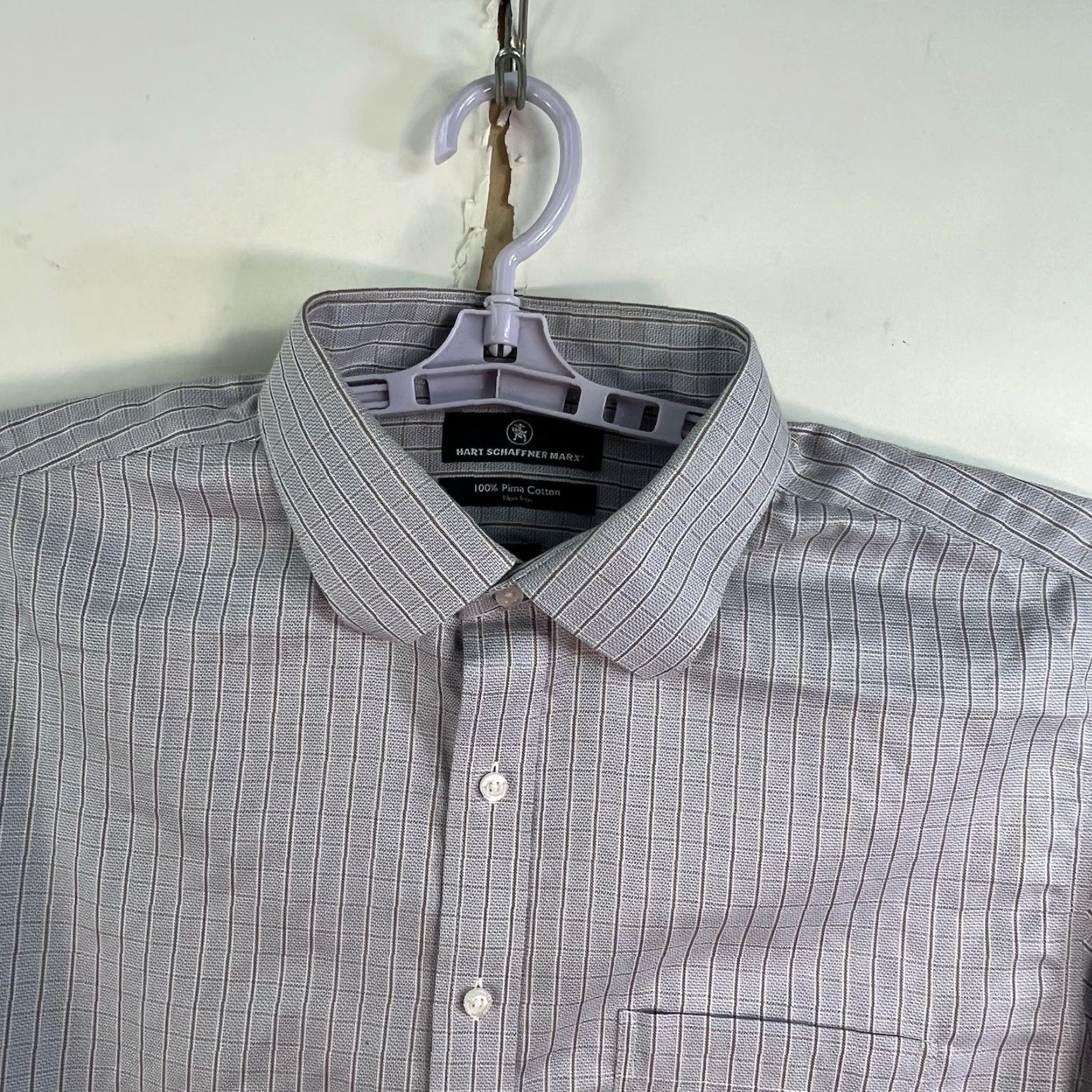 Hart Schaffner Marx Hart Schaffner Marx Shirt Adult 17.5 Blue Long Sleeve Button-Up Mens Size US XL / EU 56 / 4 - 4 Thumbnail