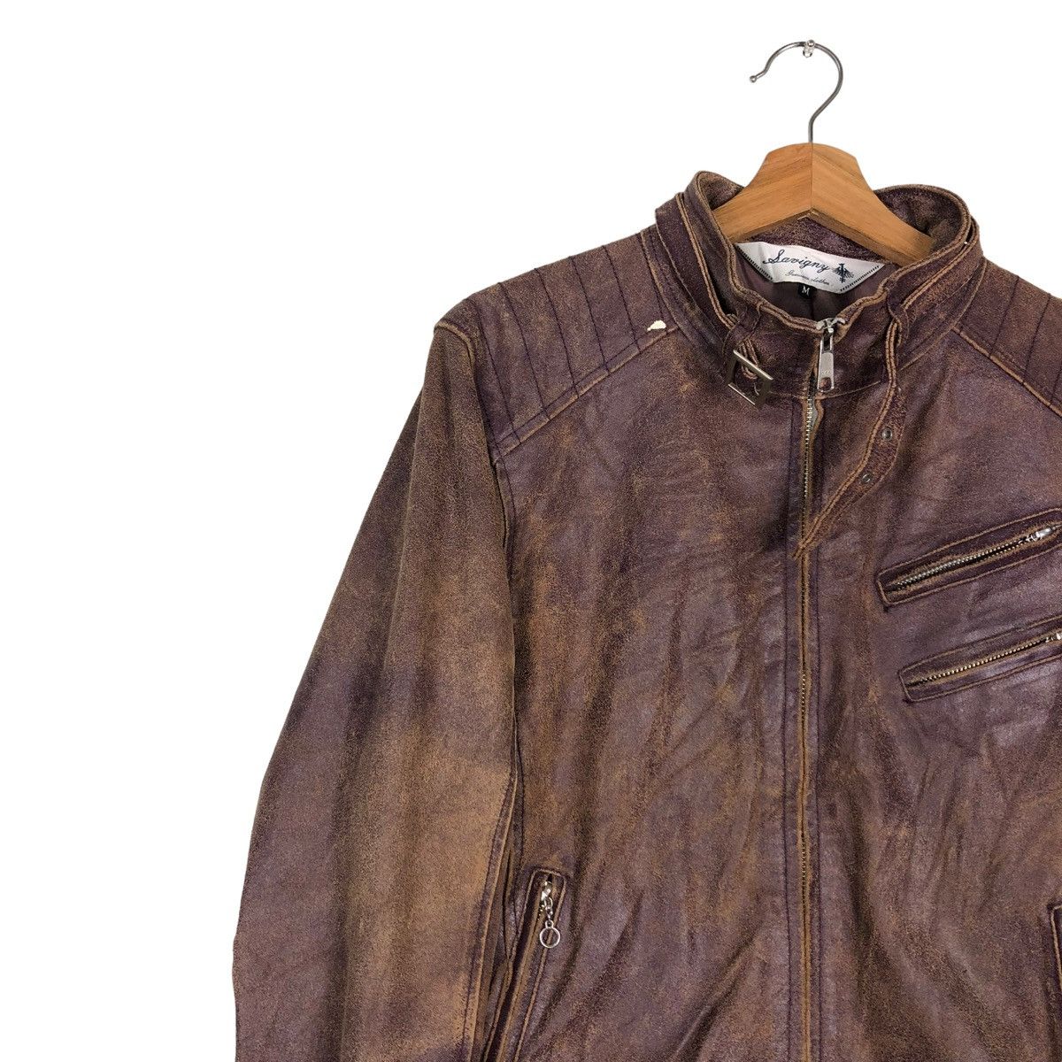 Japanese Brand 🔥VINTAGE SOFT LEATHER BIKER JACKET SANKO ISSEY MIYAKE Size US M / EU 48-50 / 2 - 6 Thumbnail