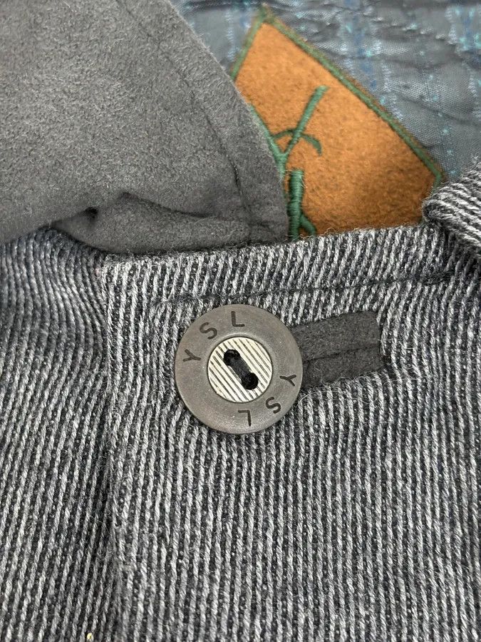 Yves Saint Laurent 1990s Yves Saint Laurent Grey Wool Bomber Jacket Size US L / EU 52-54 / 3 - 11 Thumbnail