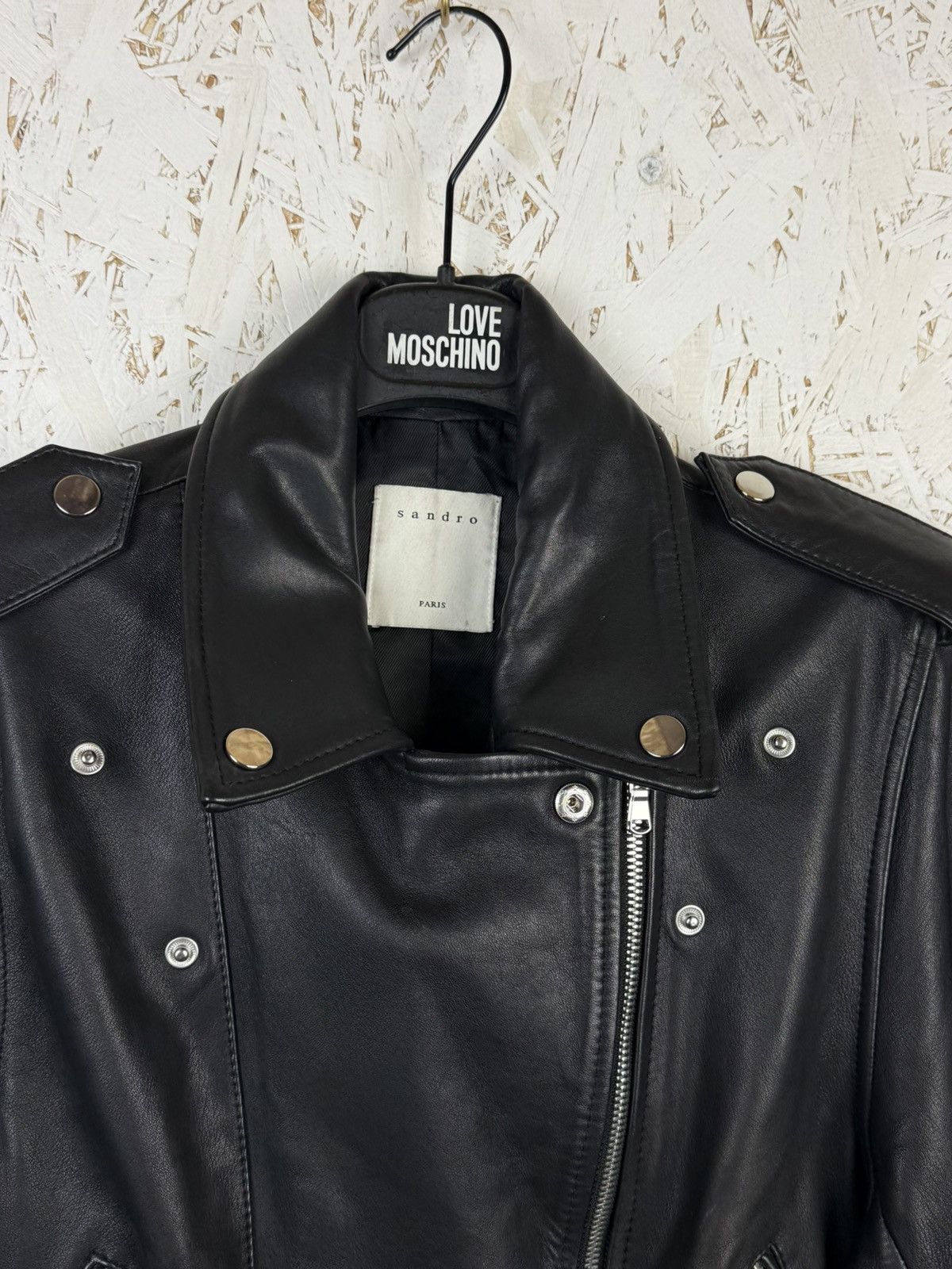 Sandro Sandro Paris Lambskin Black Biker Leather Jacket Size 4 Size L / US 10 / IT 46 - 7 Thumbnail