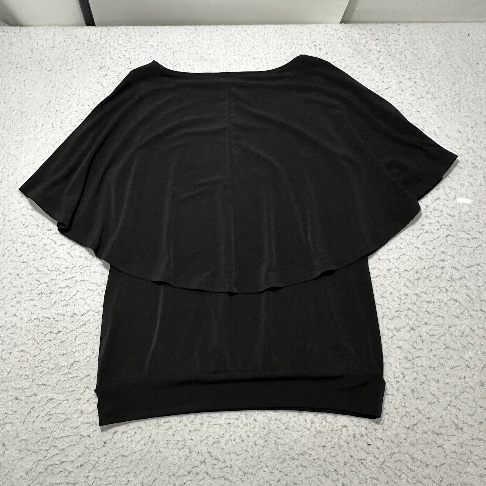 Chicos Chico's Small Black Drape Flutter Sleeve Pullover Blouse Size S / US 4 / IT 40 - 10 Thumbnail