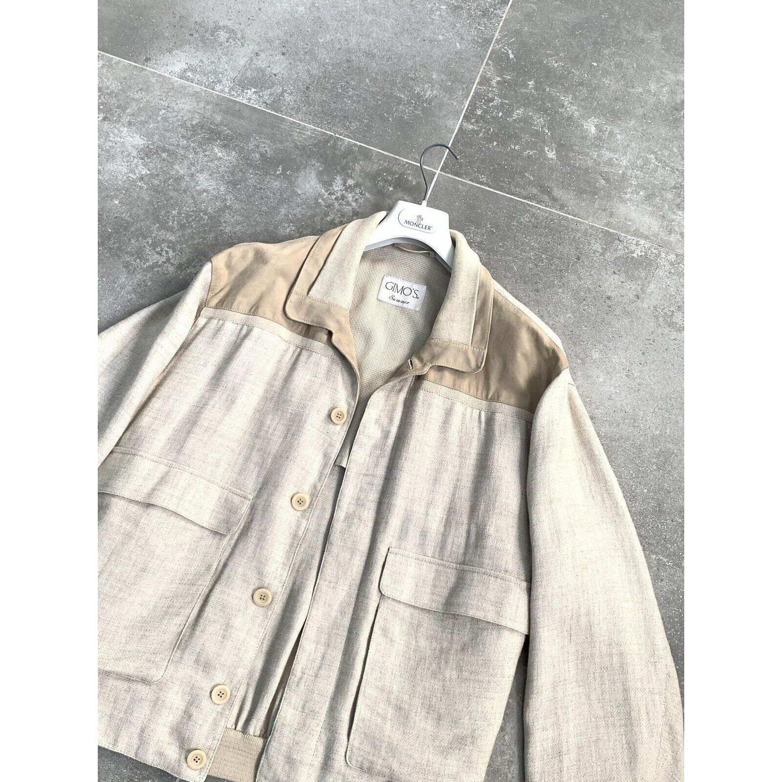 Gimo's × Vintage Men's GIMO'S SUEDE LINEN Bomber Jacket Coat EU 56 UK 46 XL Size US XXL / EU 58 / 5 - 9 Thumbnail