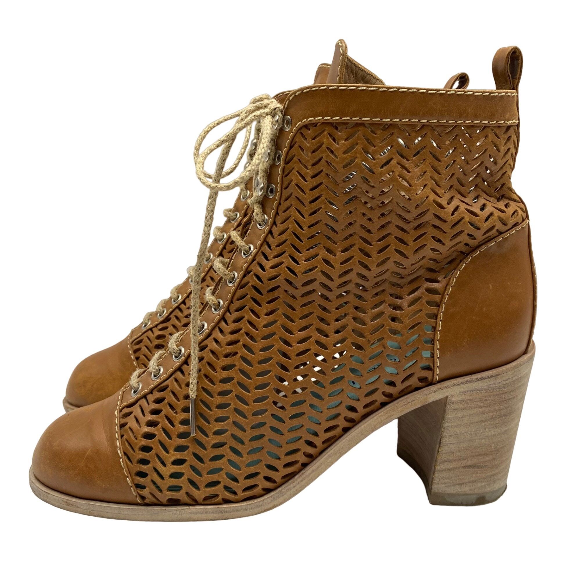 Other Studio Pollini Brown Perforated Leather Ankle Booties Women' Size US 7 / IT 37 - 2 Thumbnail
