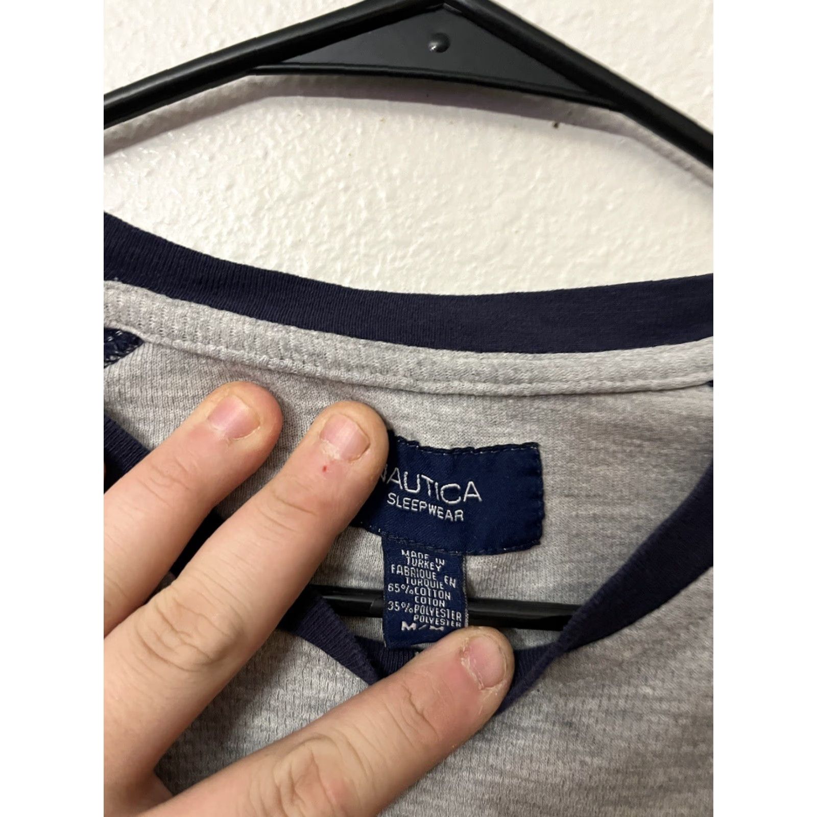 Nautica Nautica Sleepwear Long Sleeve Shirt Spinnaker Embroidered Gray M Mens Nightshirt Casual Cotton Polyester Sleep Tee Size US M / EU 48-50 / 2 - 2 Thumbnail