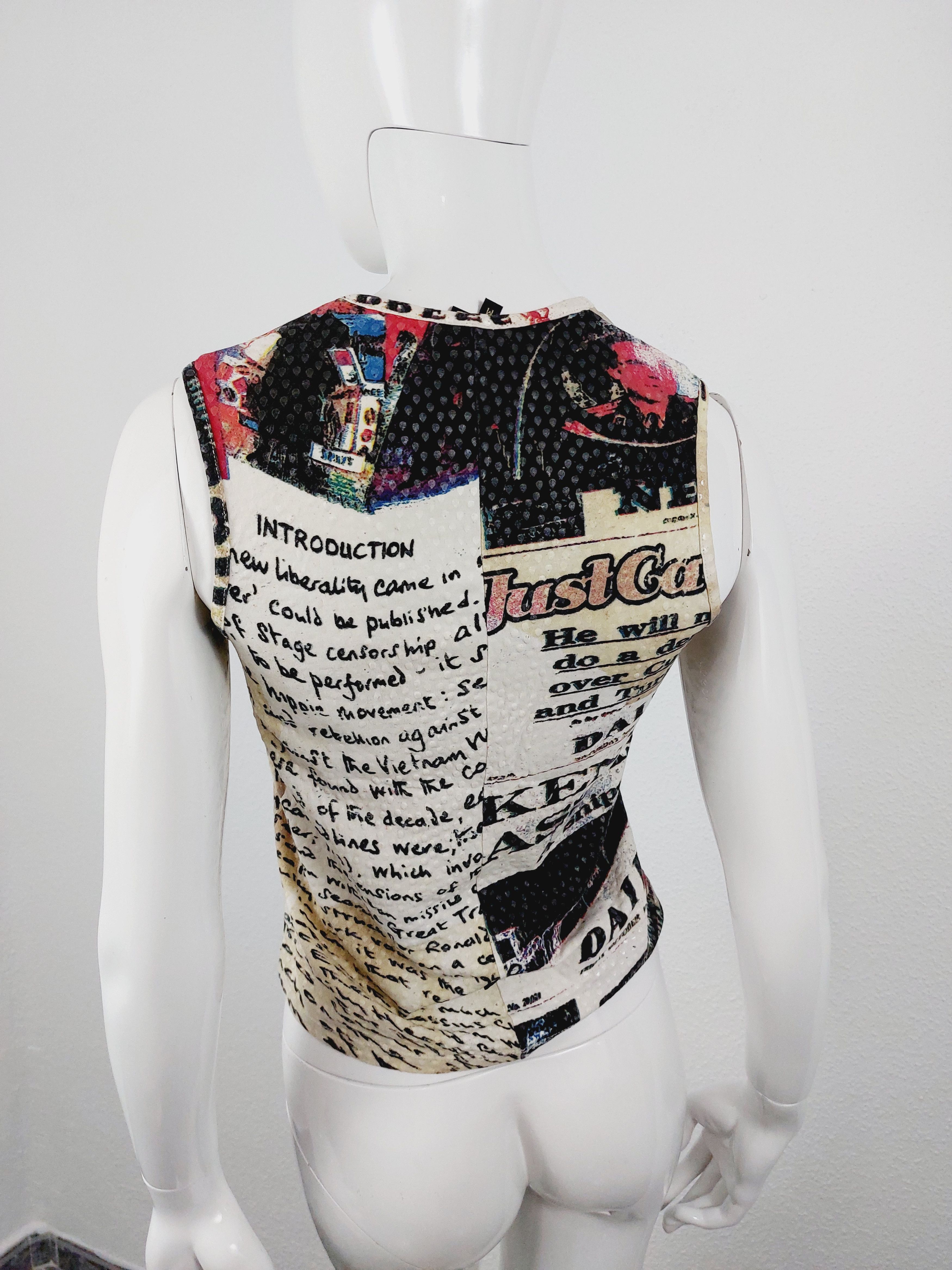 Roberto Cavalli Roberto Cavalli Newspaper Gazette Galliano Stamp Top Size S / US 4 / IT 40 - 10 Thumbnail