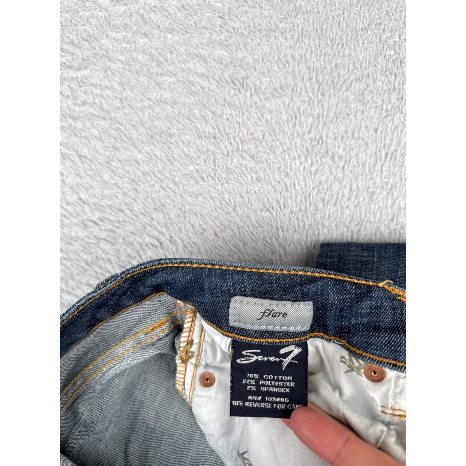 Vintage Seven7 Jeans Adult 30 Blue Mid Rise Flared Denim Cotton Blend 30x32 5-Pocket Distressed Logo Embroidered American Designer Women Size 30" / US 8 / IT 44 - 7 Thumbnail