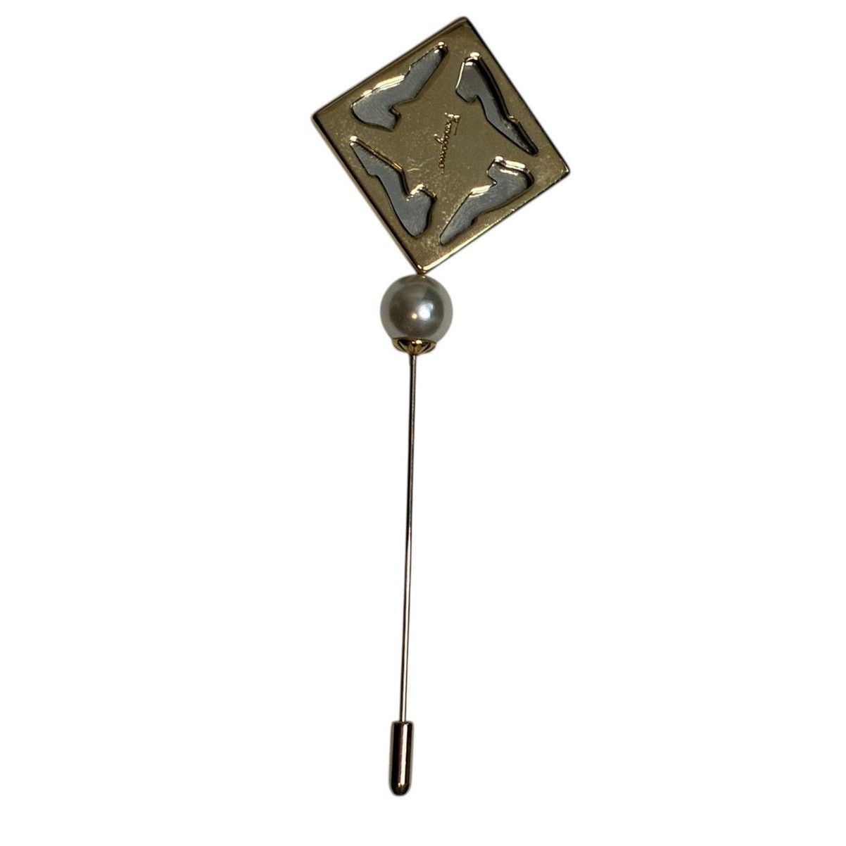 Salvatore Ferragamo Salvatore Ferragamo Gold Tone Faux Pearl Stiletto Stick Pin Size ONE SIZE - 3 Thumbnail
