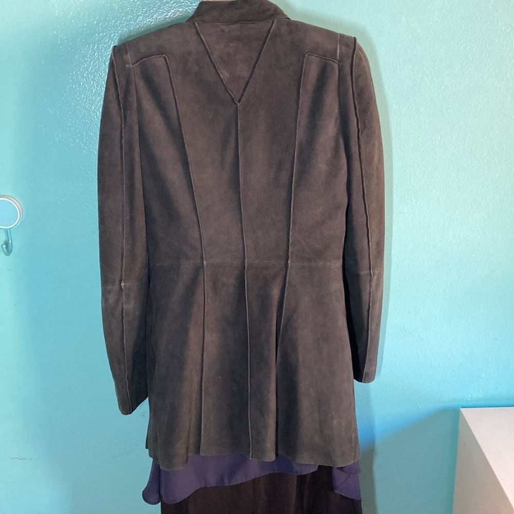 Bcbgmaxazria BCBG Maxazria Navy Leather Size S Waterfall Blazer Coat Jack Size S / US 4 / IT 40 - 3 Thumbnail