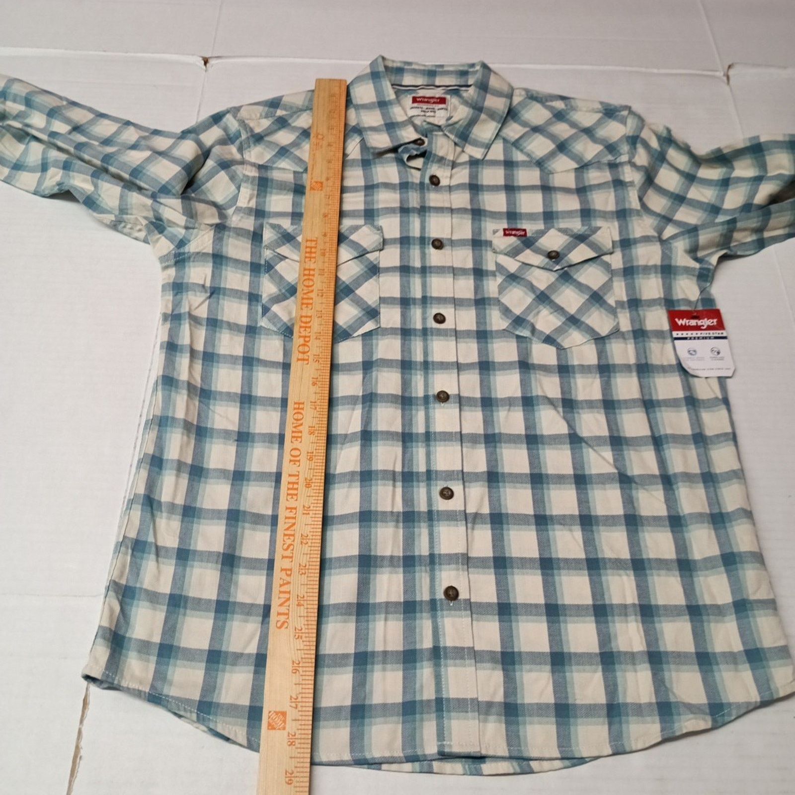 Wrangler Wrangler Cowboy Wash Twill Shirt Men's M Nile Blue Checkered Size US M / EU 48-50 / 2 - 6 Thumbnail