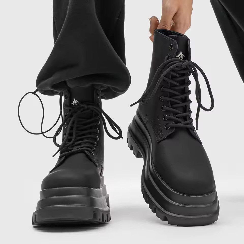 Japanese Brand Thick Soled High Top Men Pu Leather Boots Size US 6 / EU 39 - 3 Thumbnail
