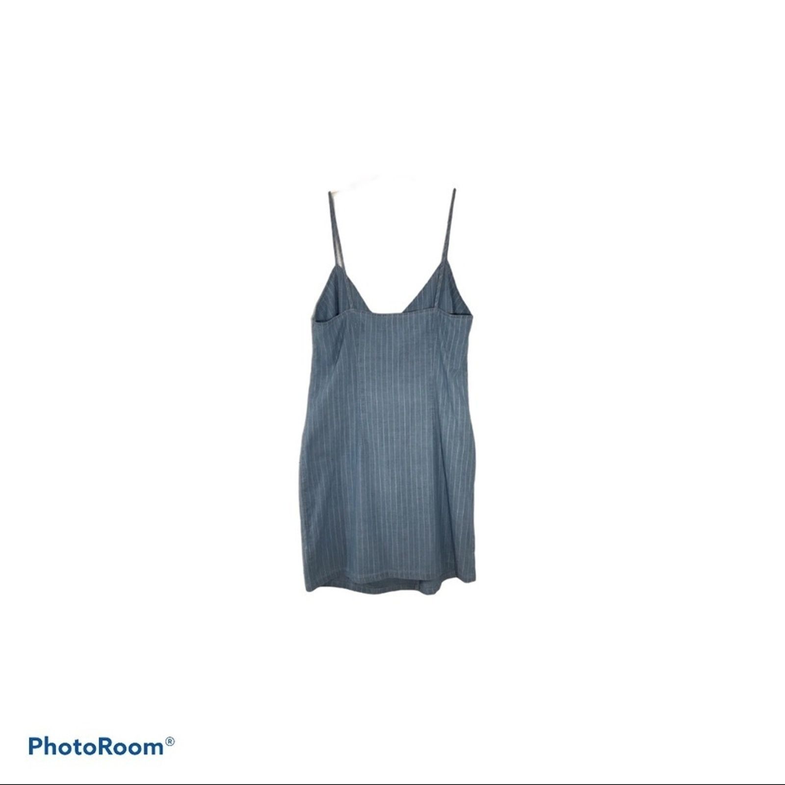 Topshop TOPSHOP Blue Striped High Low Wrap Dress 10 Size L / US 10 / IT 46 - 4 Thumbnail