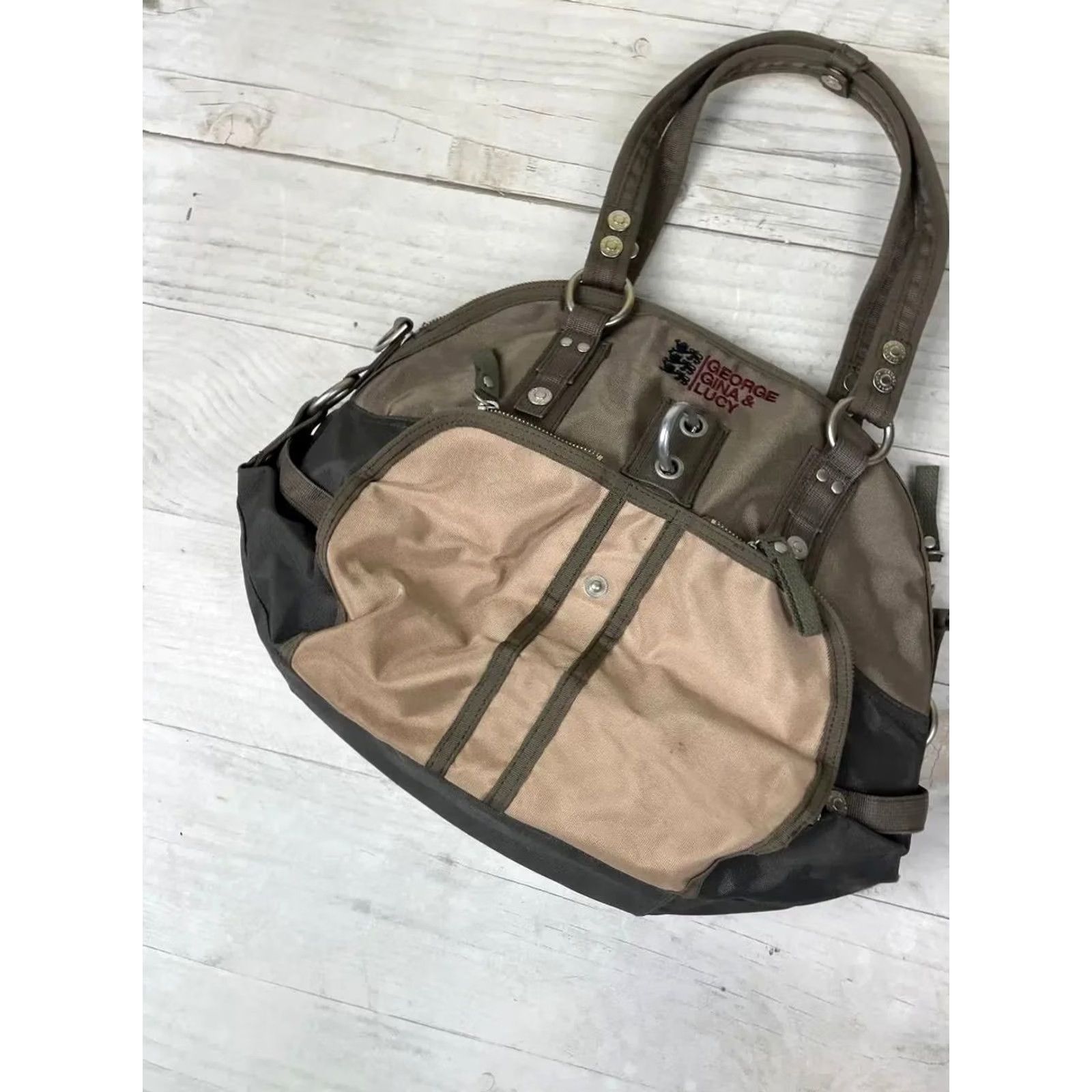 George Gina & Lucy VINTAGE George Gina & Lucy Hand Bag Styletto GGL Y2K Brown Top Handle Bag Zip Closure Double Handles Detachable Strap Polyester Exterior Brown Women Size ONE SIZE - 3 Thumbnail