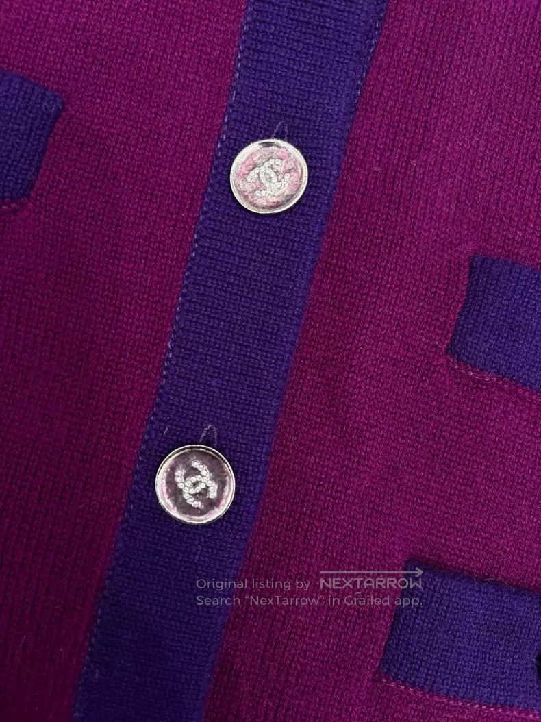 Chanel Chanel Handicraft Workshop Short Purple Cashmere Knitwear Size XS / US 0-2 / IT 36-38 - 3 Thumbnail