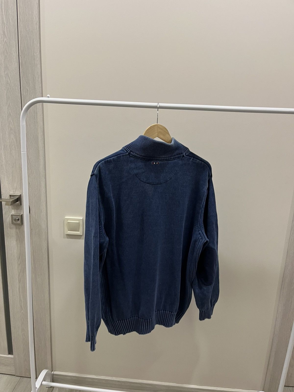 Napapijri NAPAPIJRI GEOGRAPHIC BLUE KNIT ZIP SWEATER OUTDOOR PULLOVER Size US XL / EU 56 / 4 - 3 Thumbnail