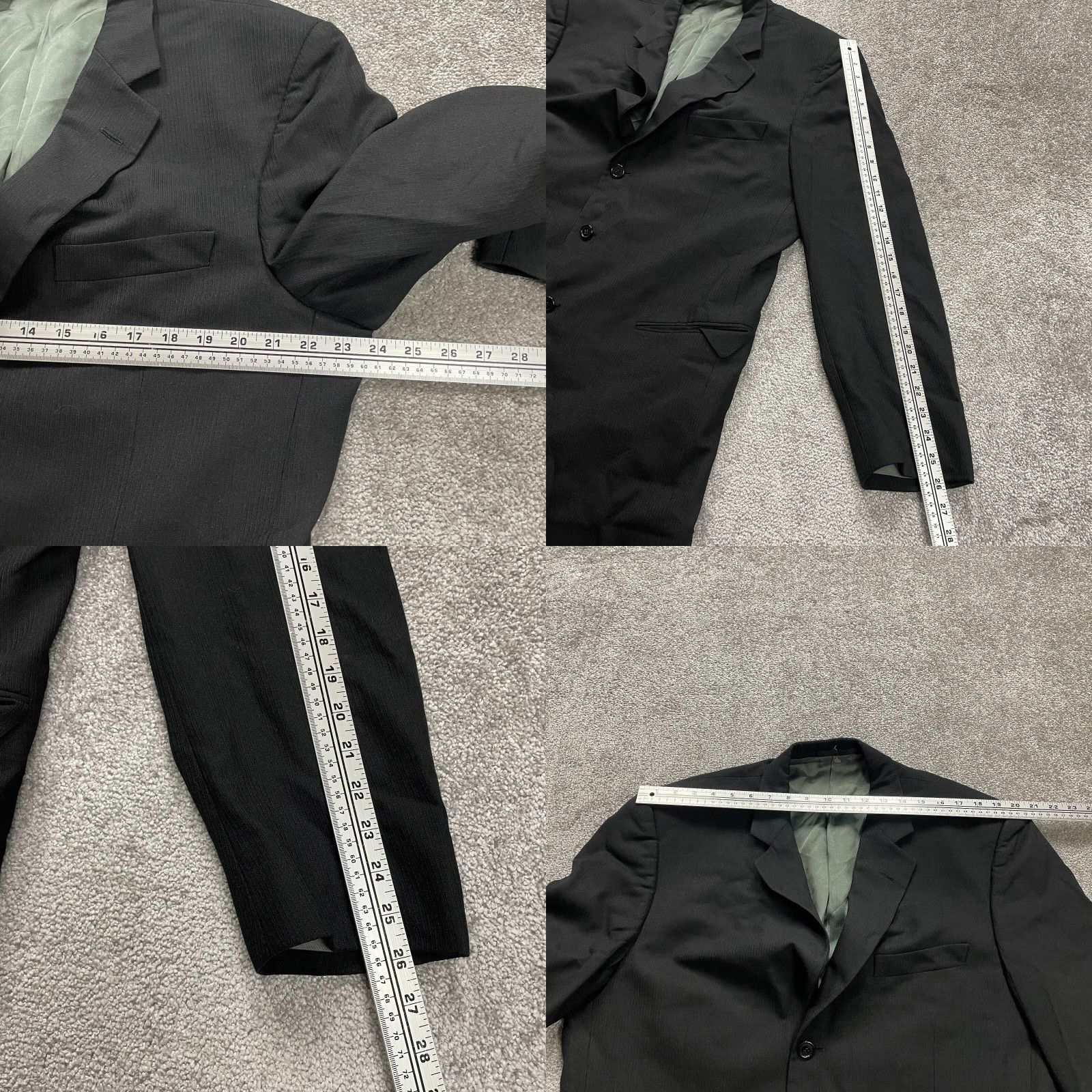 Tallia Tallia Uomo Wool Suit Jacket Blazer Mens 44 Long Black Three-Button Notch Lapel Single-Breasted Dress Coat - 2 Piece, Dry Clean Only, Solid Size 44R - 8 Thumbnail