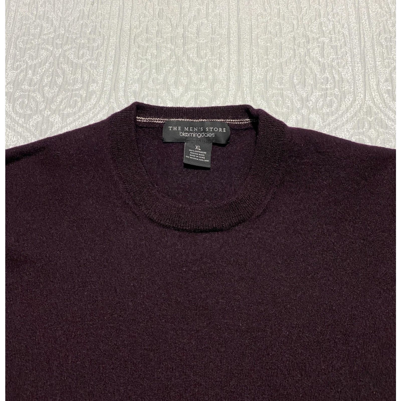 Bloomingdale's The Men's Store Bloomingdale's Sweater Mens XL Burgundy Merino Wool Crewneck Size US XL / EU 56 / 4 - 2 Thumbnail