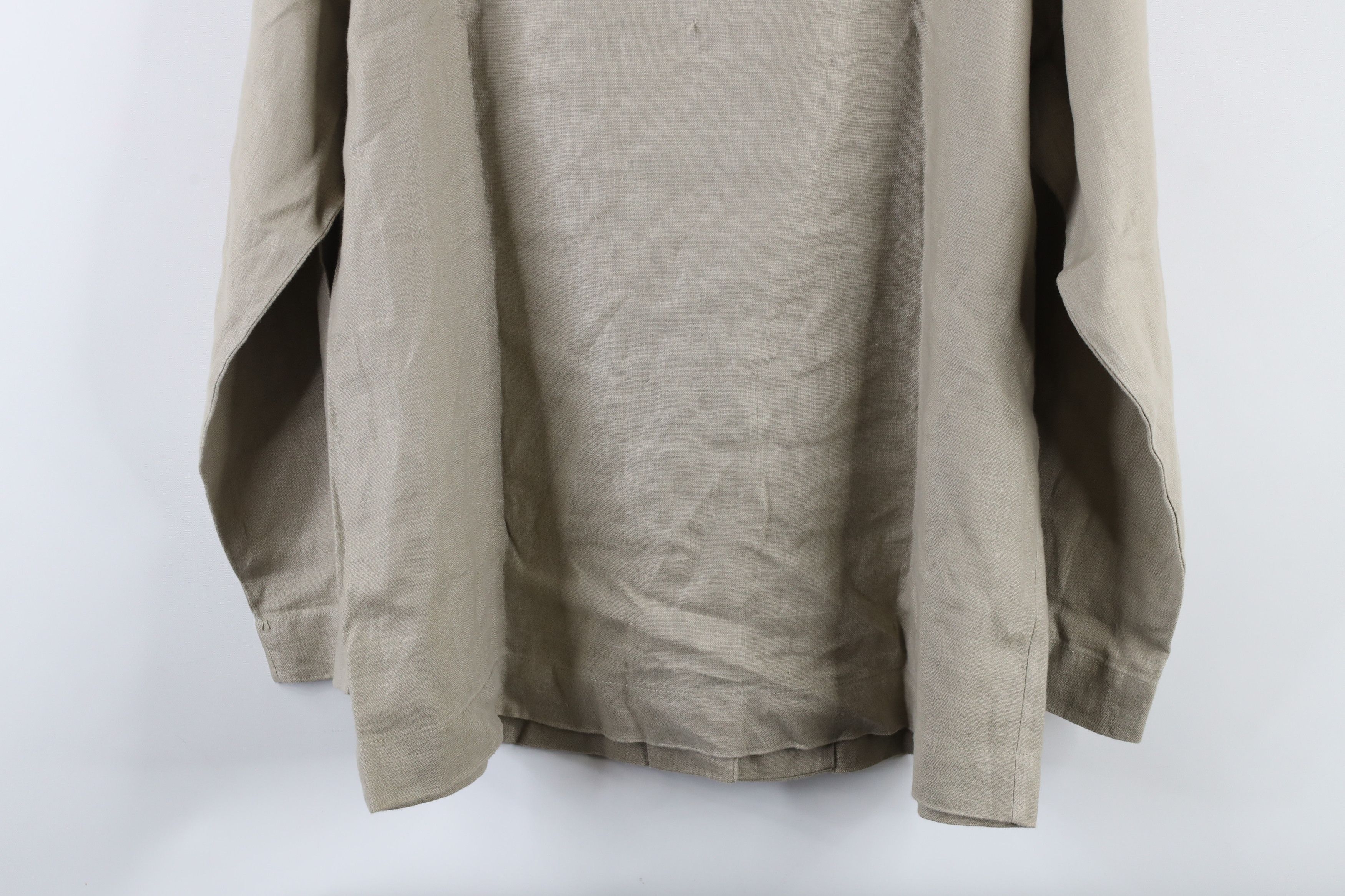 Esprit × Vintage Vintage 90s Esprit Linen Looped Collar Button Shirt Beige Size M / US 6-8 / IT 42-44 - 14 Thumbnail